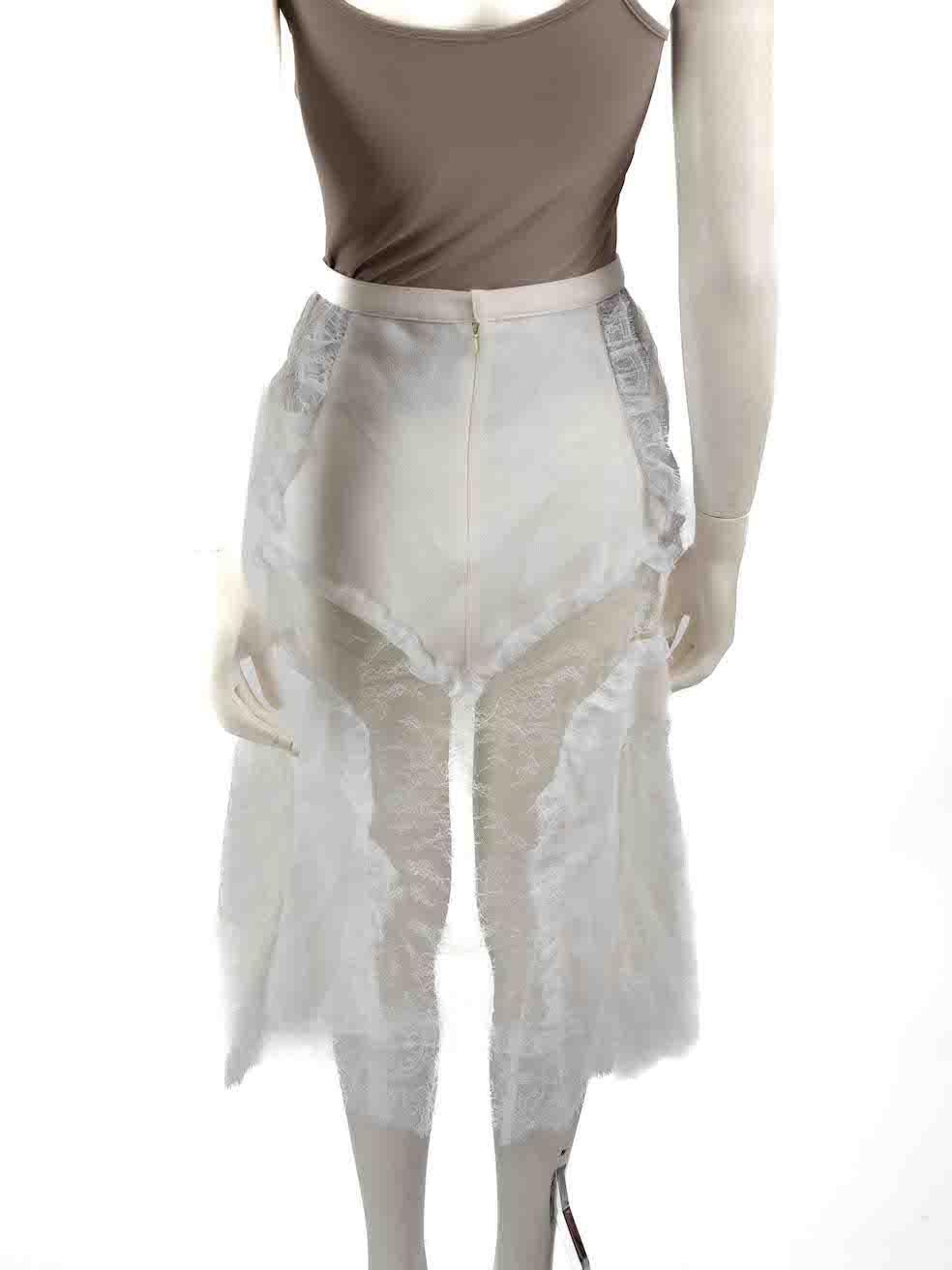 Gray Rodarte Ecru Wool Embroidered Lace Panel Skirt Size S