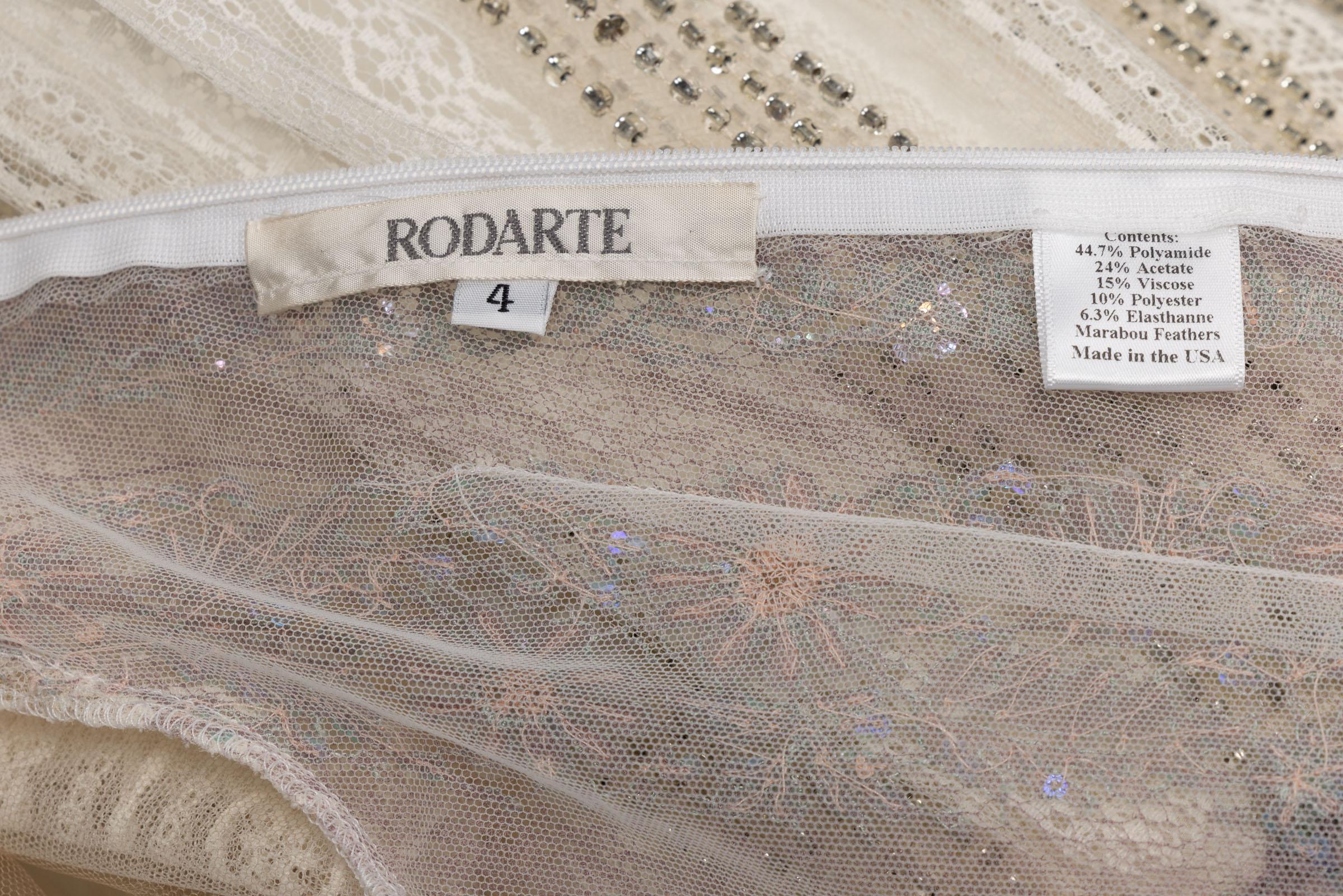 Rodarte Fall 2015 Lace Crystal Embellished Feather Trim Mini Dress For Sale 8