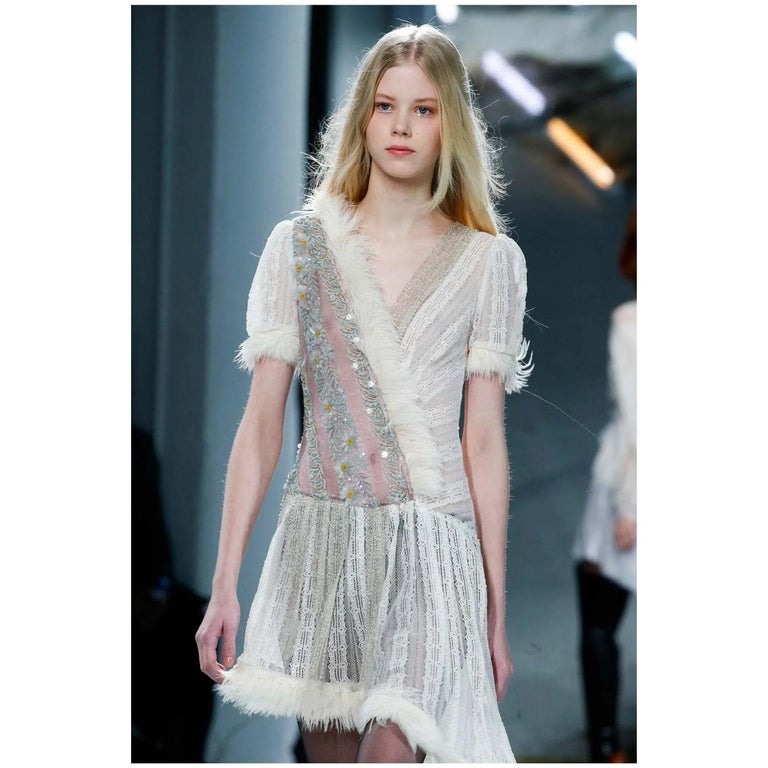 rodarte mini dress Black Silk Short Sleeve Dress With Black Lace Details