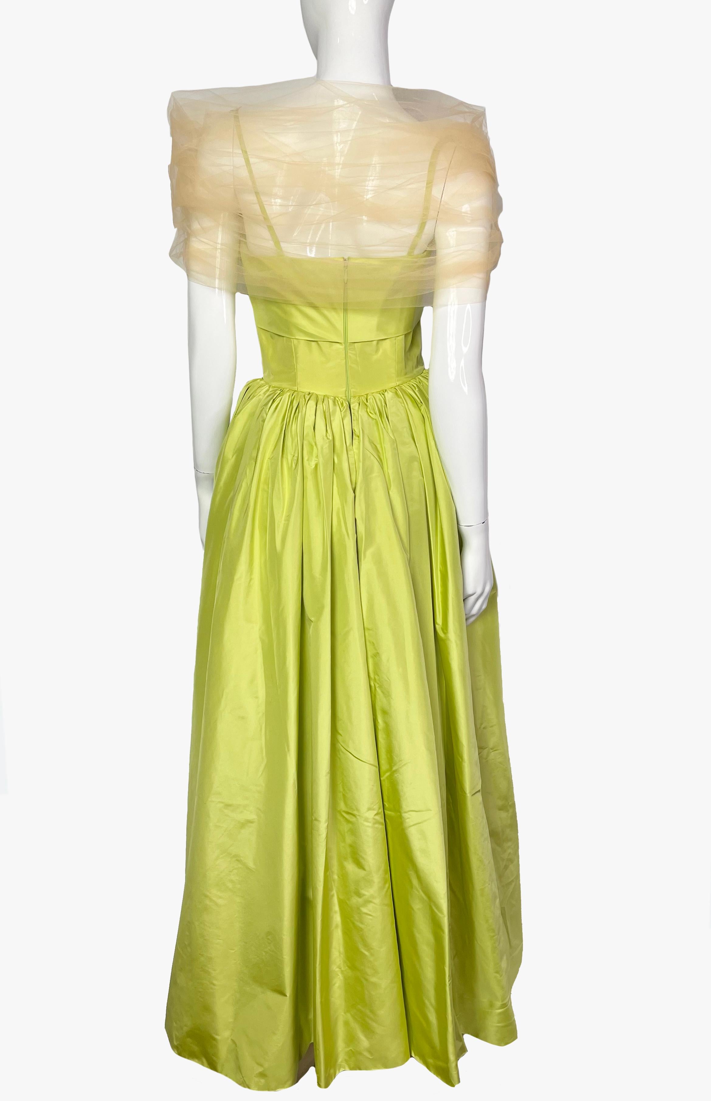 Rodarte Lime and Blue Tulle Evening Gown, 2020   1