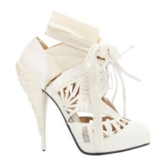 Rodarte Nicholas Kirkwood talons en cuir écru avec lien structurel EU38