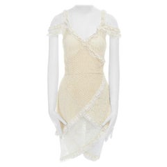 RODARTE OPENING CÉREMONY Robe à cravate en dentelle et broderie blanche crème à œillets S