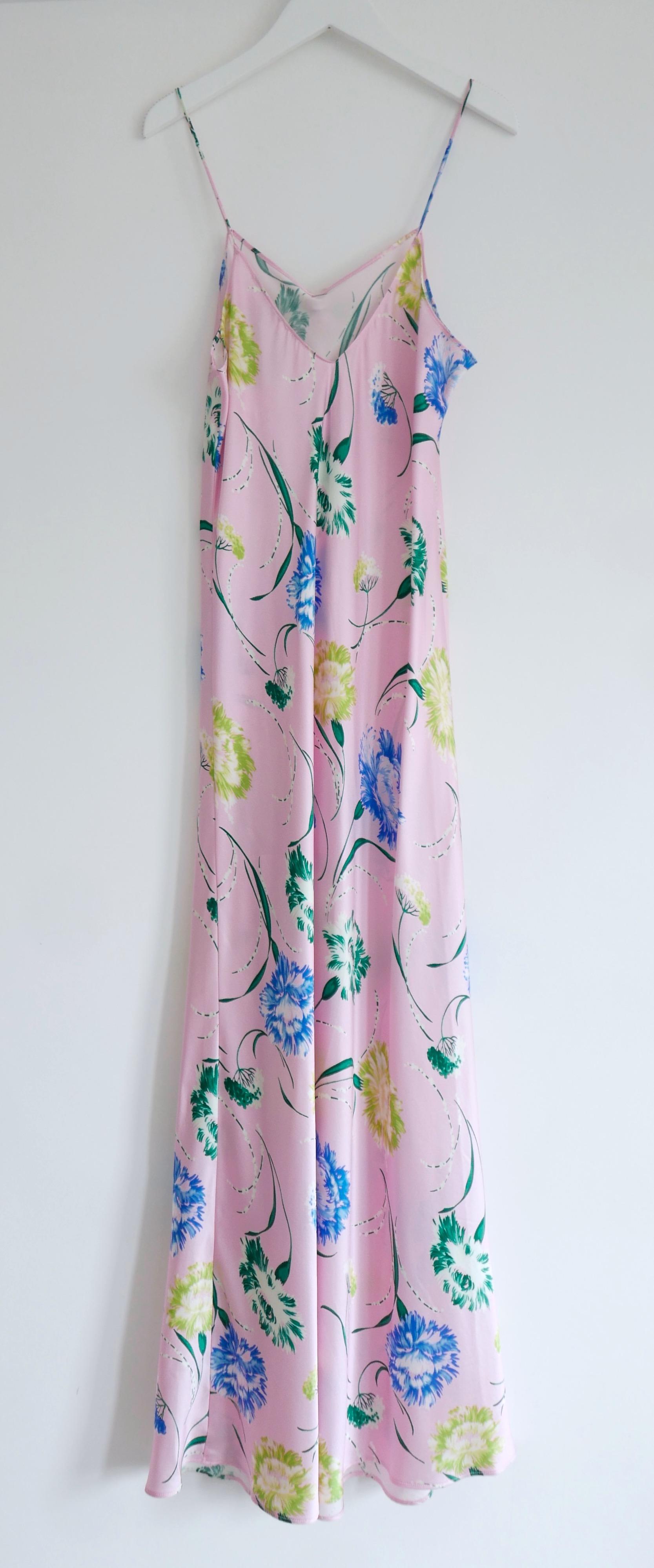 Rodarte pink silk corsage embellished slip dress For Sale 1