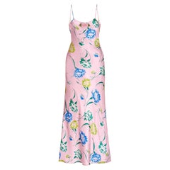 Rodarte pink silk corsage embellished slip dress