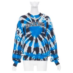 RODARTE Radarte Strass-Halskette, blau-schwarzes Tie-Dye-Baumwoll-Sweatshirt, Größe S