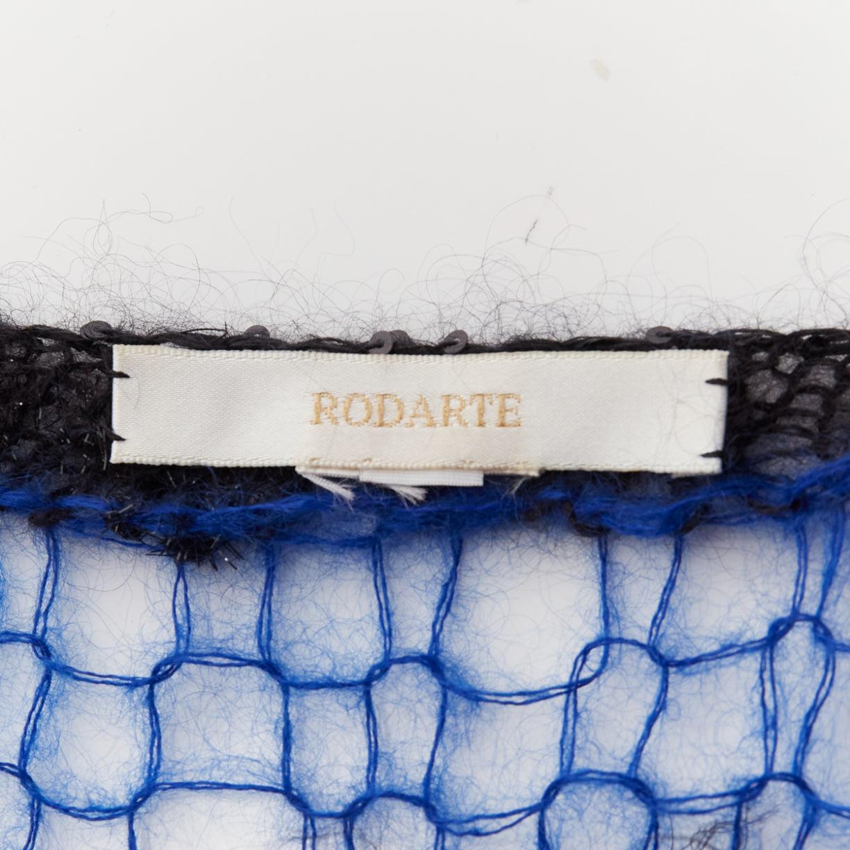RODARTE Signature blue pink silver lurex open loose knit cardigan sweater For Sale 4