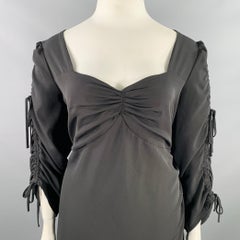 RODARTE Größe 18 Schwarzes asymmetrisches Kleid aus Polyestermischung mit geraffter Rüschen