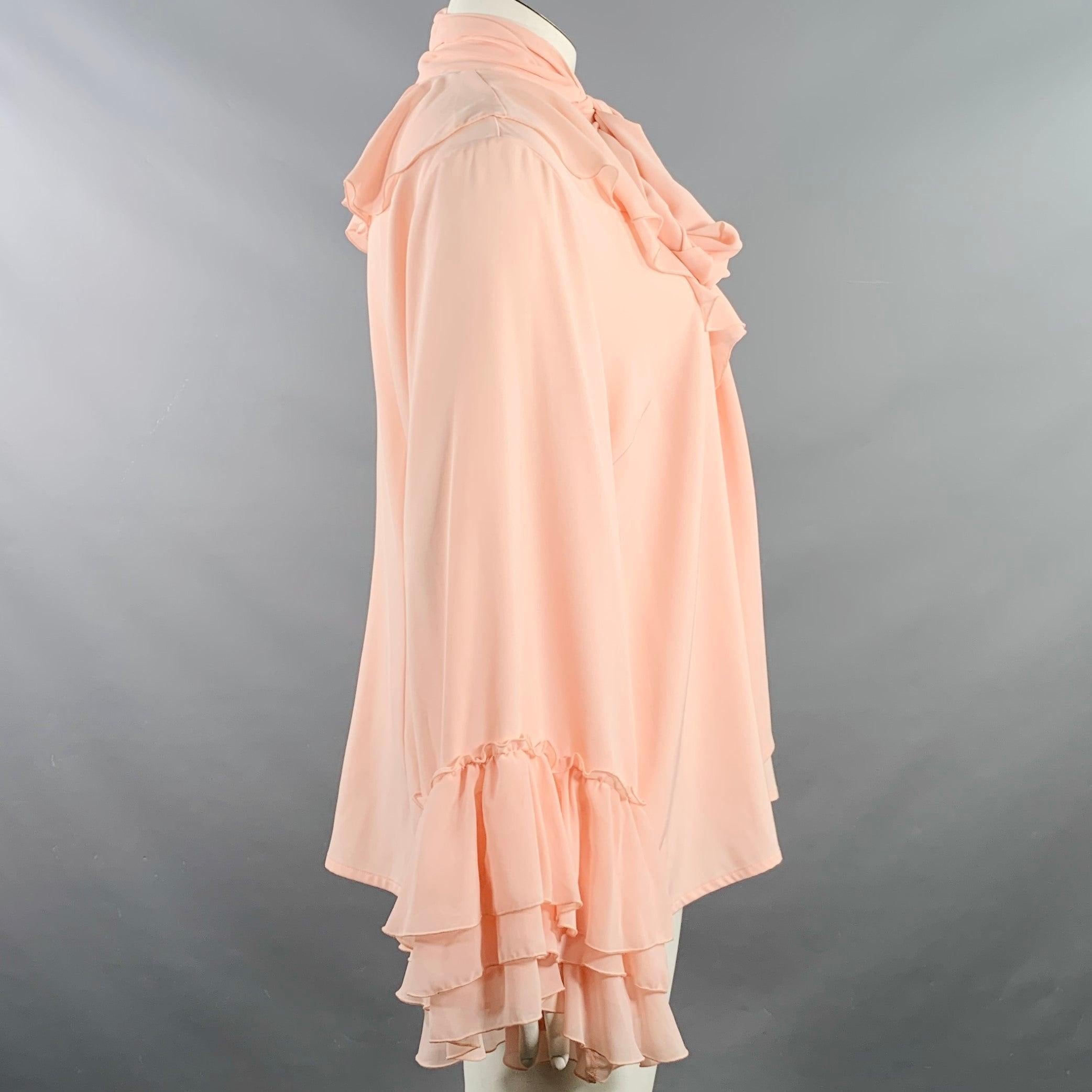 Orange RODARTE Size 18 Pink Polyester Blend Ruffled V-Neck Blouse