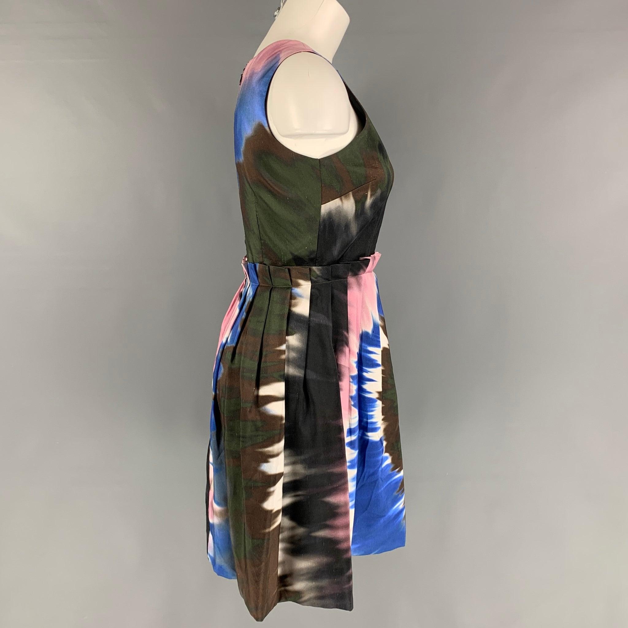 RODARTE Size 2 Multi-Color Silk Abstract Sleeveless Dress In Good Condition For Sale In San Francisco, CA