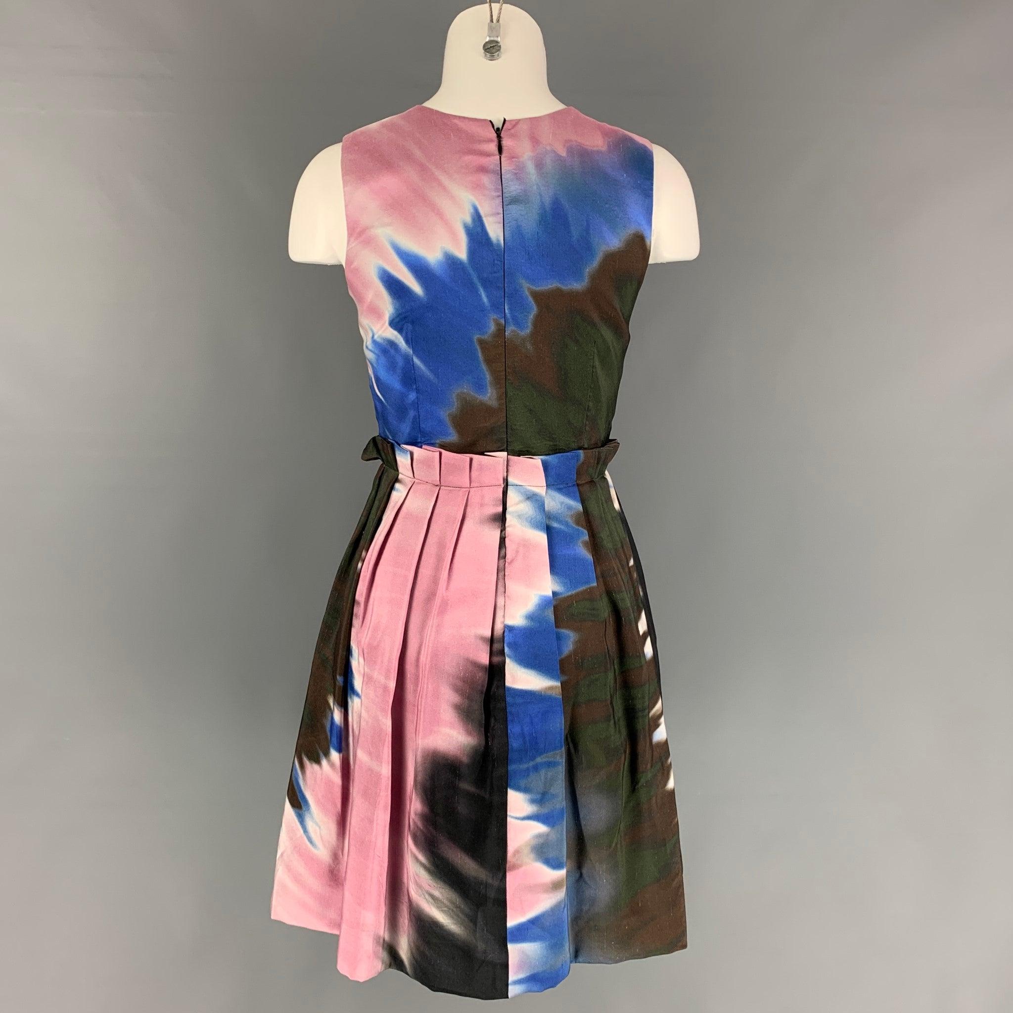 Women's RODARTE Size 2 Multi-Color Silk Abstract Sleeveless Dress For Sale