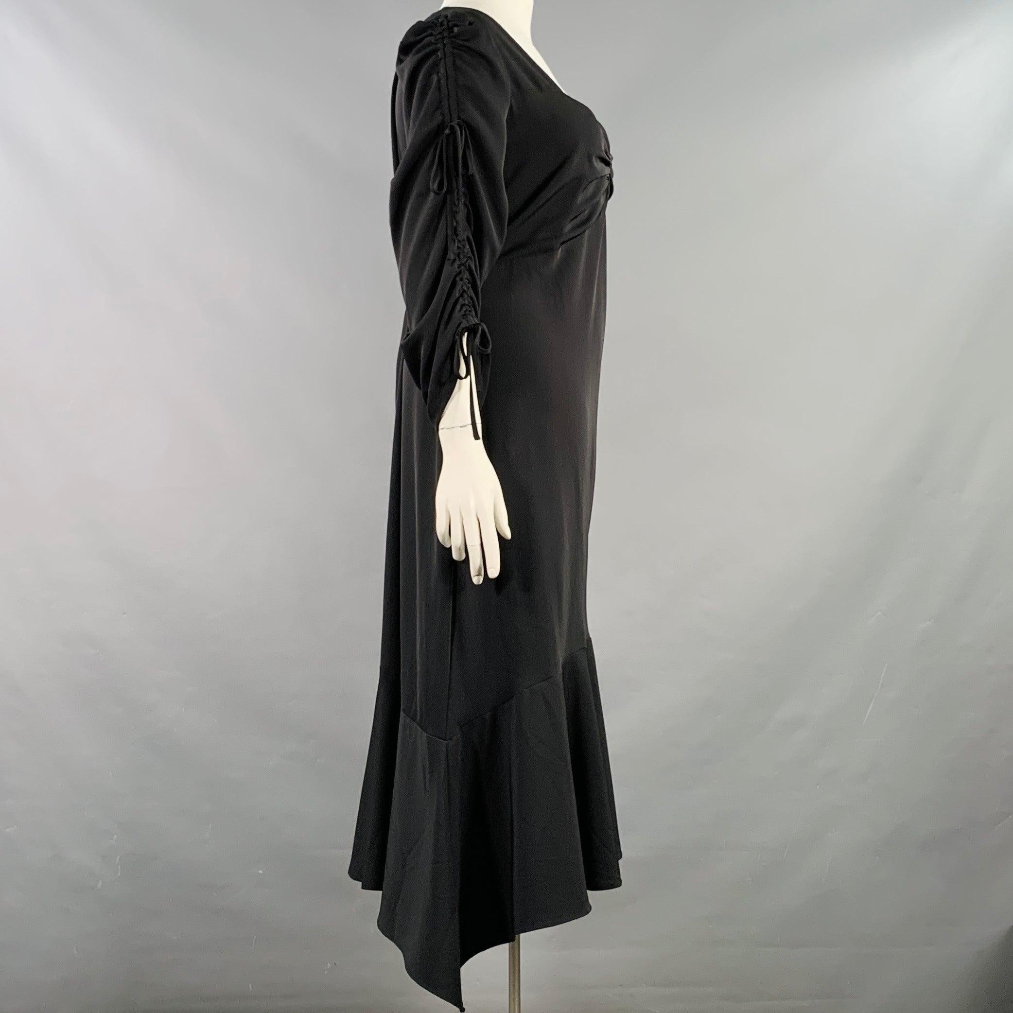 Nero Rodarte Taglia 22 Vestito asimmetrico increspato in misto poliestere nero in vendita