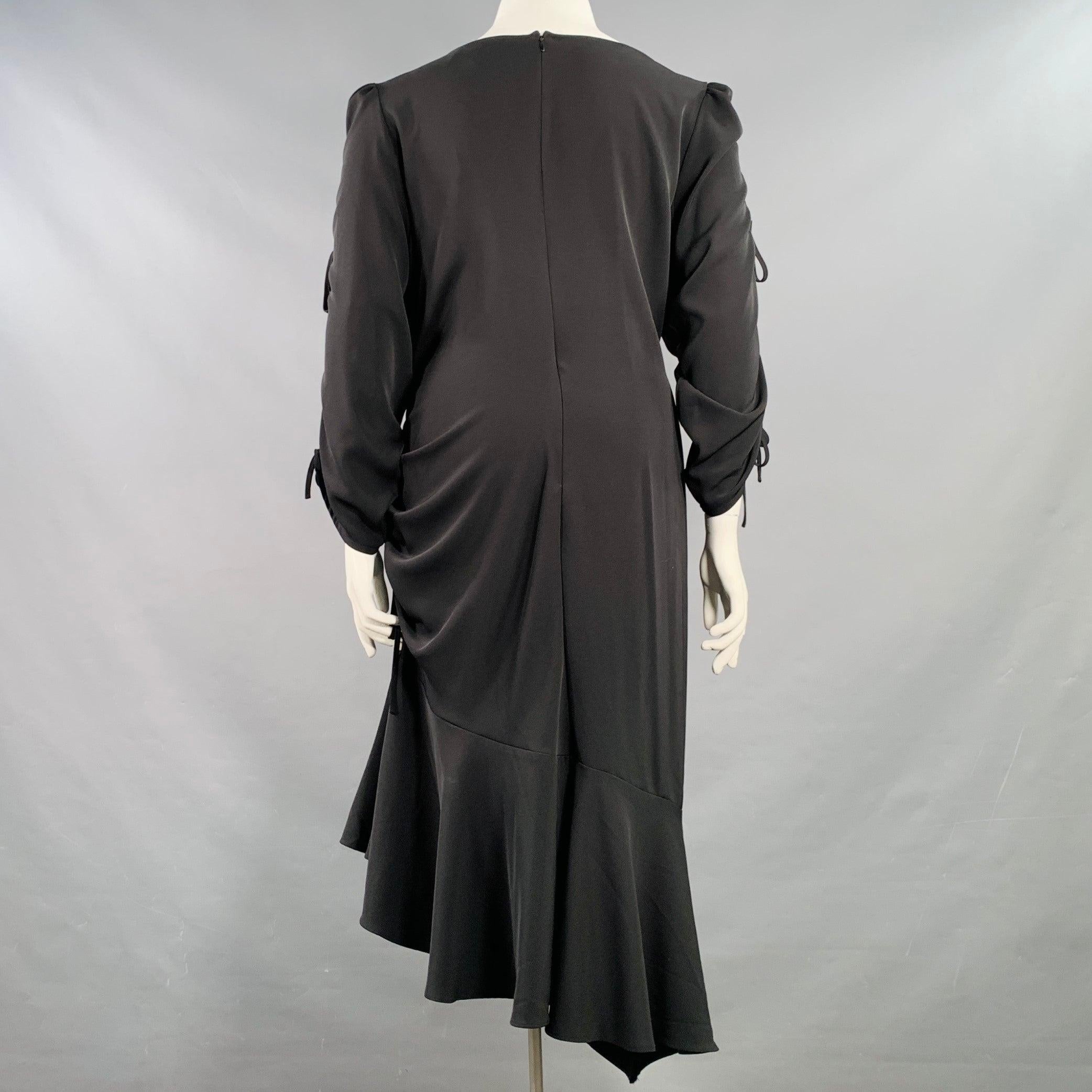 Rodarte Taglia 22 Vestito asimmetrico increspato in misto poliestere nero In condizioni ottime in vendita a San Francisco, CA