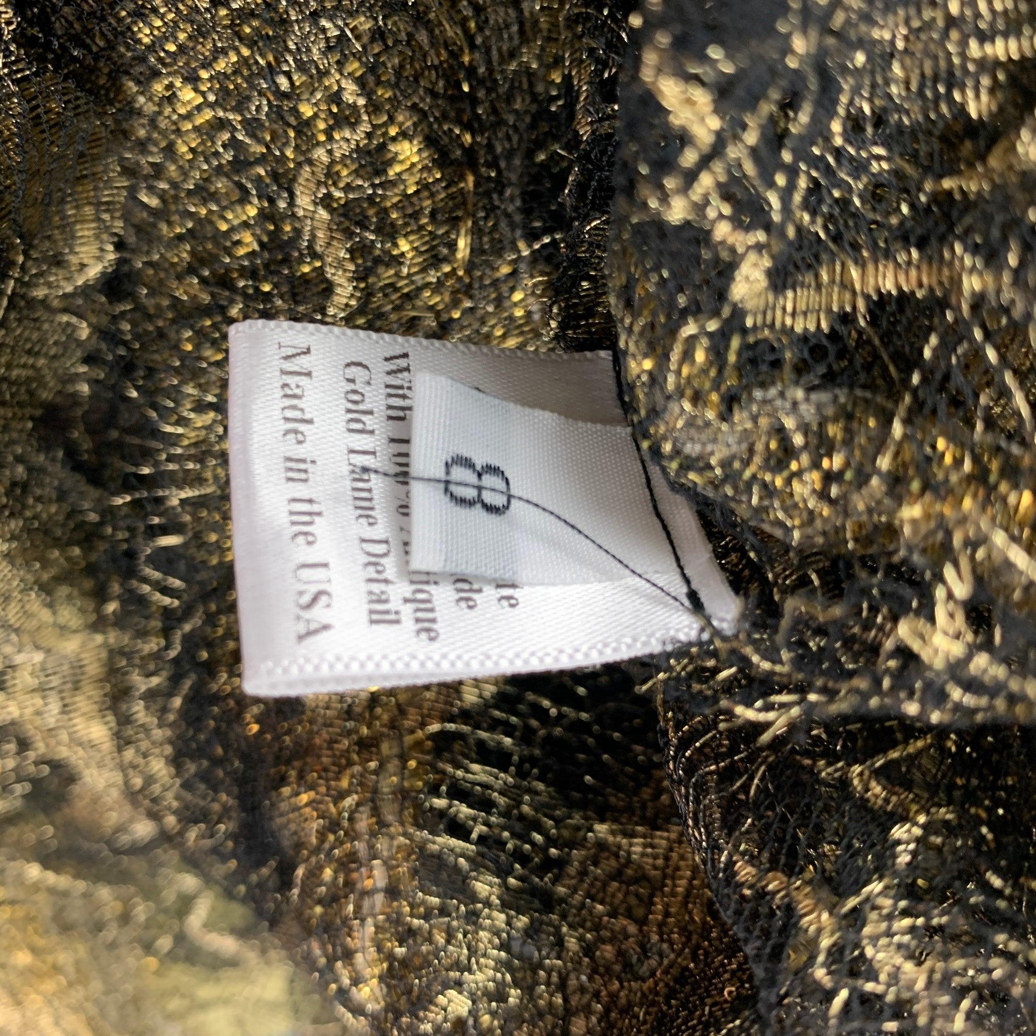 Rodarte Taille 8 Gold Black Polyamide Blend Robe Top manches 3/4 Pour femmes en vente