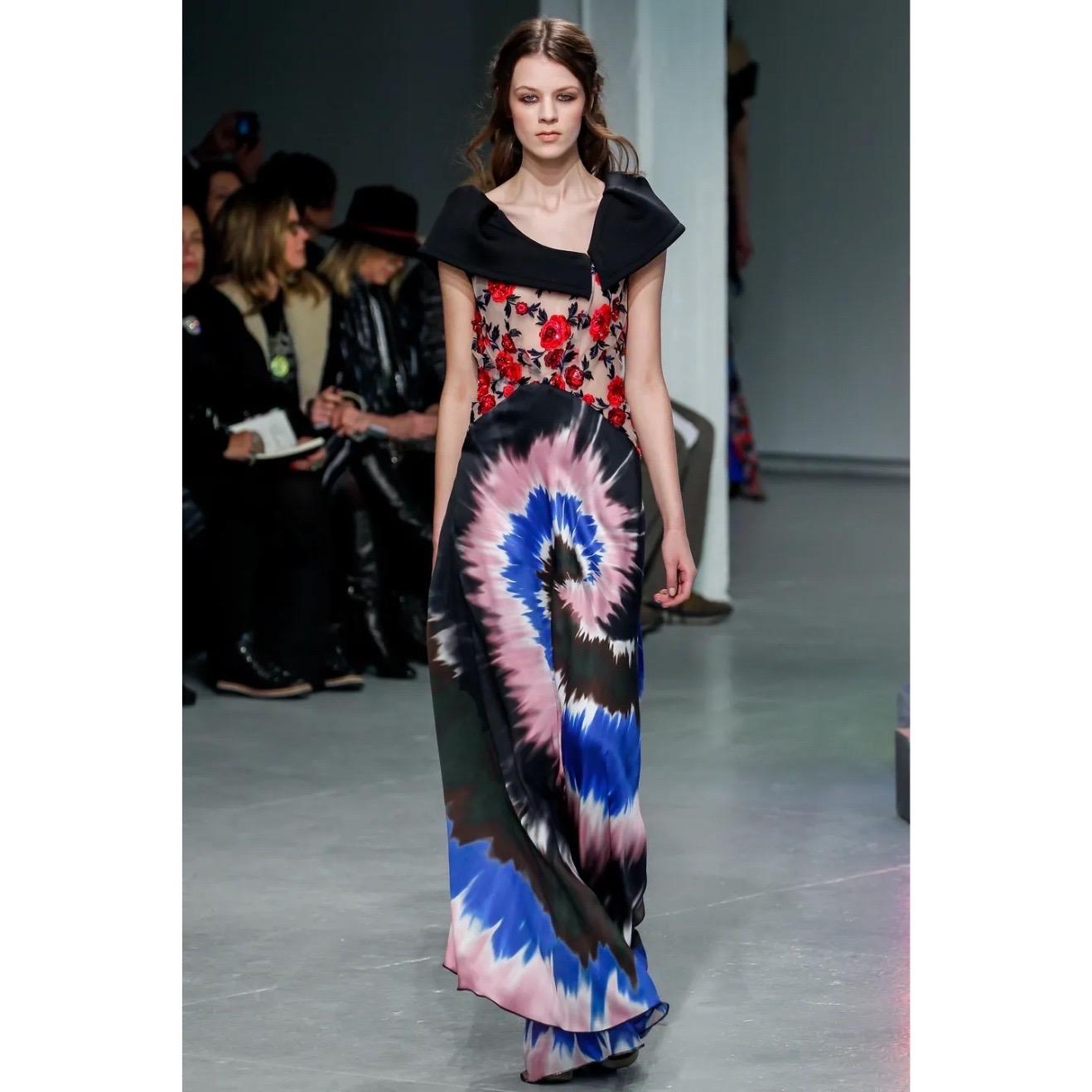 Rodarte Tie Dye Beaded Embroidered Silk Gown F/W 2013 Runway For Sale 7