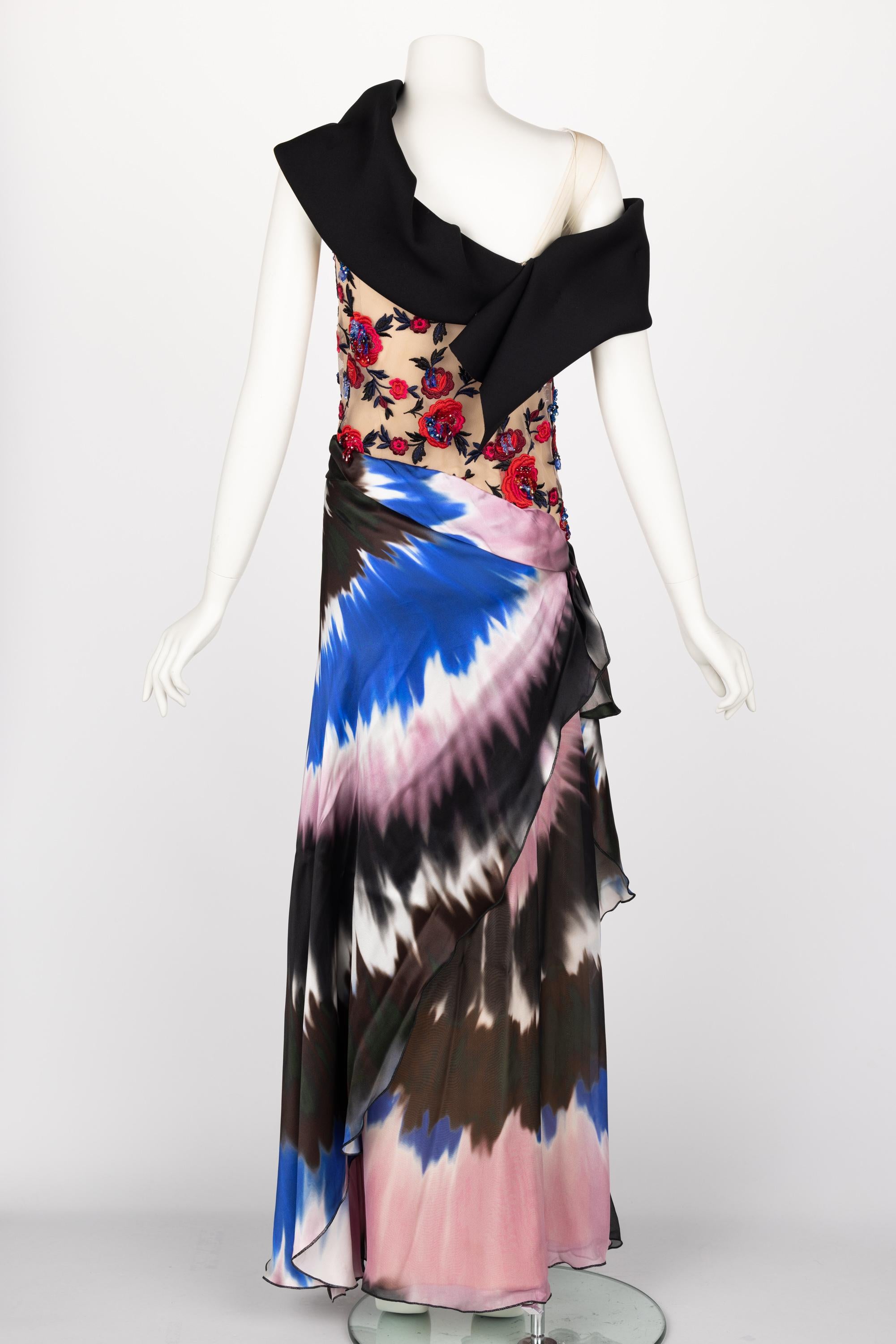 Women's Rodarte Tie Dye Beaded Embroidered Silk Gown F/W 2013 Runway For Sale