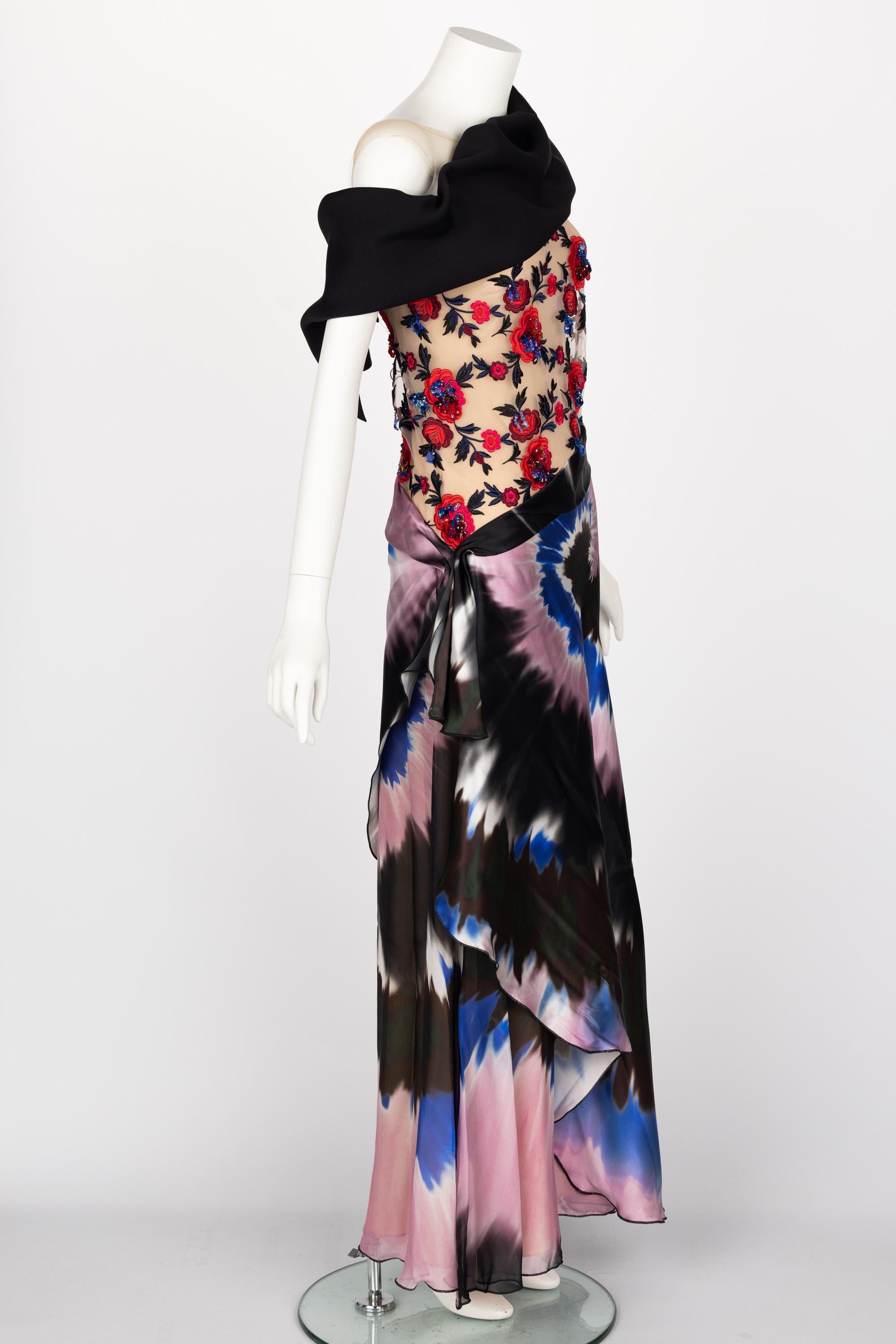 Rodarte Tie Dye Beaded Embroidered Silk Gown F/W 2013 Runway For Sale 1
