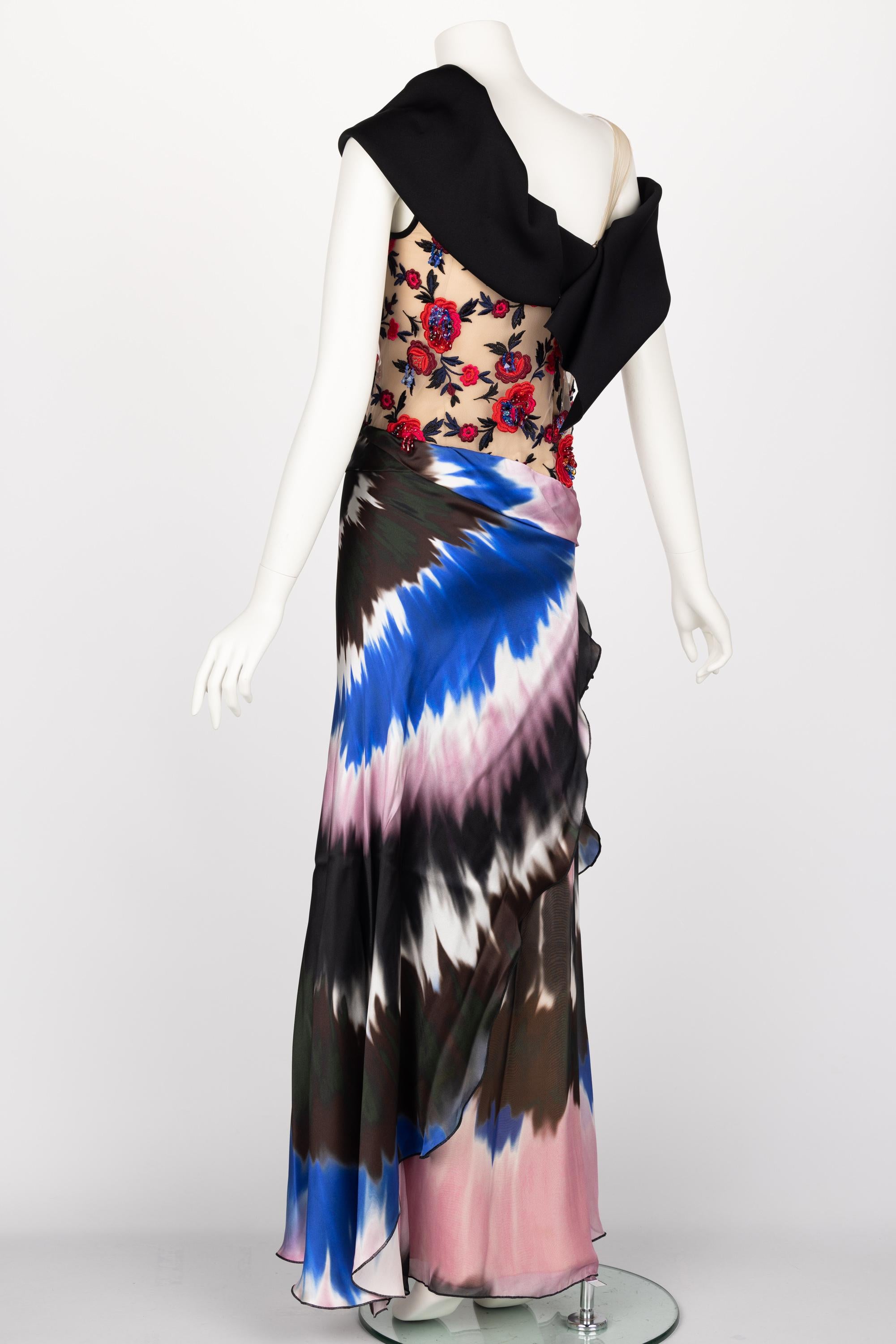 Rodarte Tie Dye Beaded Embroidered Silk Gown F/W 2013 Runway For Sale 2
