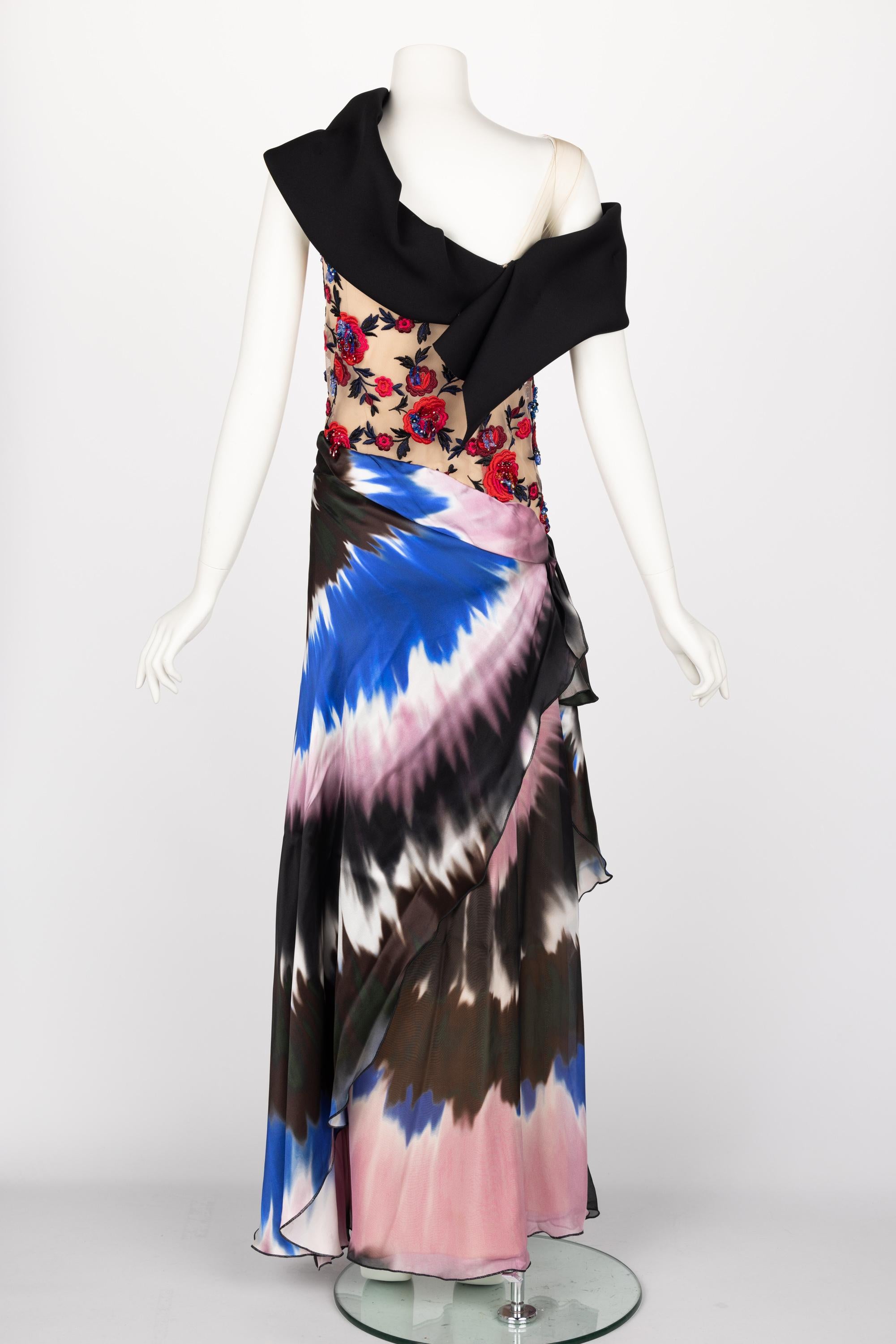 Rodarte Tie Dye Beaded Embroidered Silk Gown F/W 2013 Runway For Sale 3