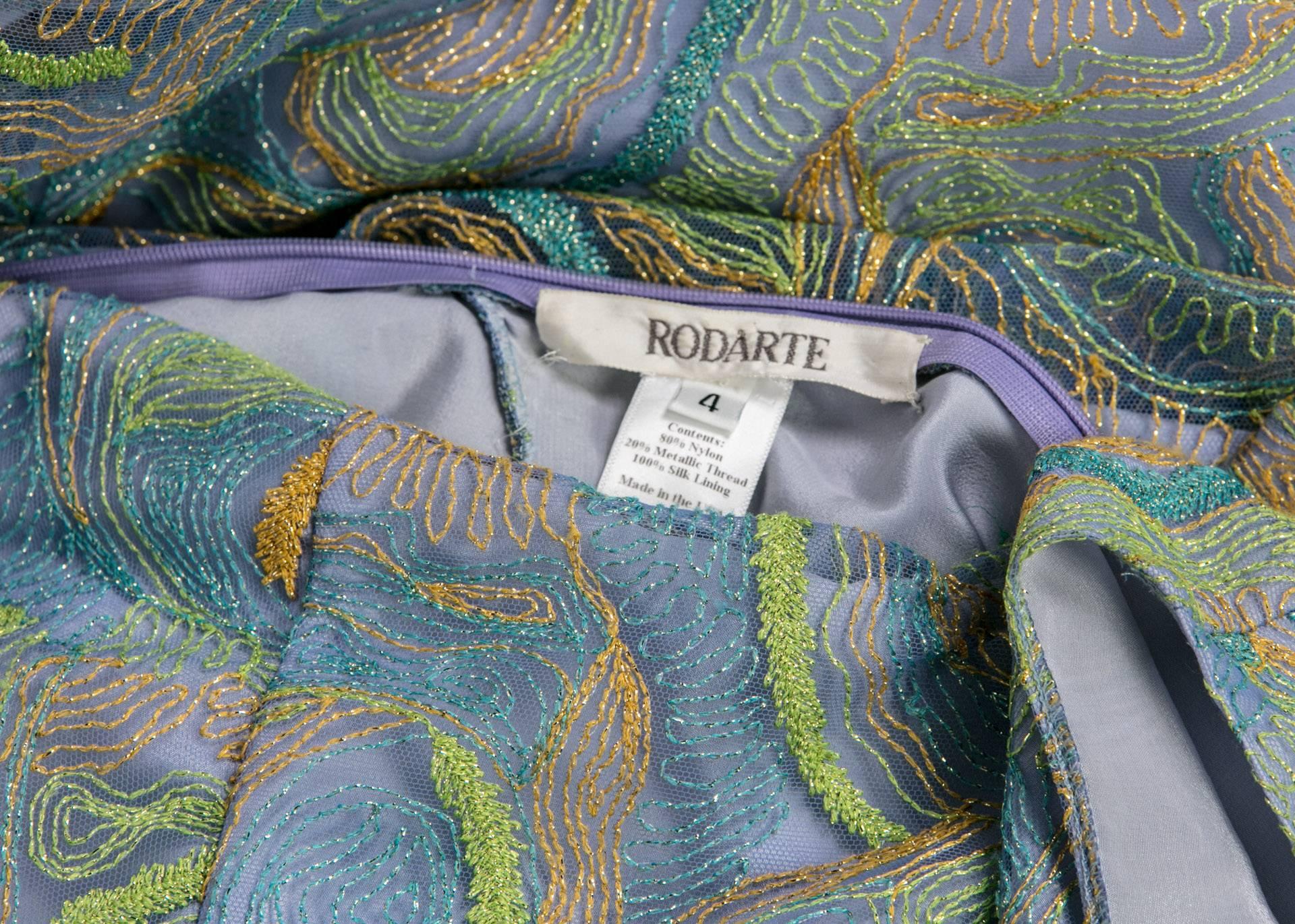 2102 Rodarte Van Gogh Multicolored Metallic Embroidered Tulle Dress 2