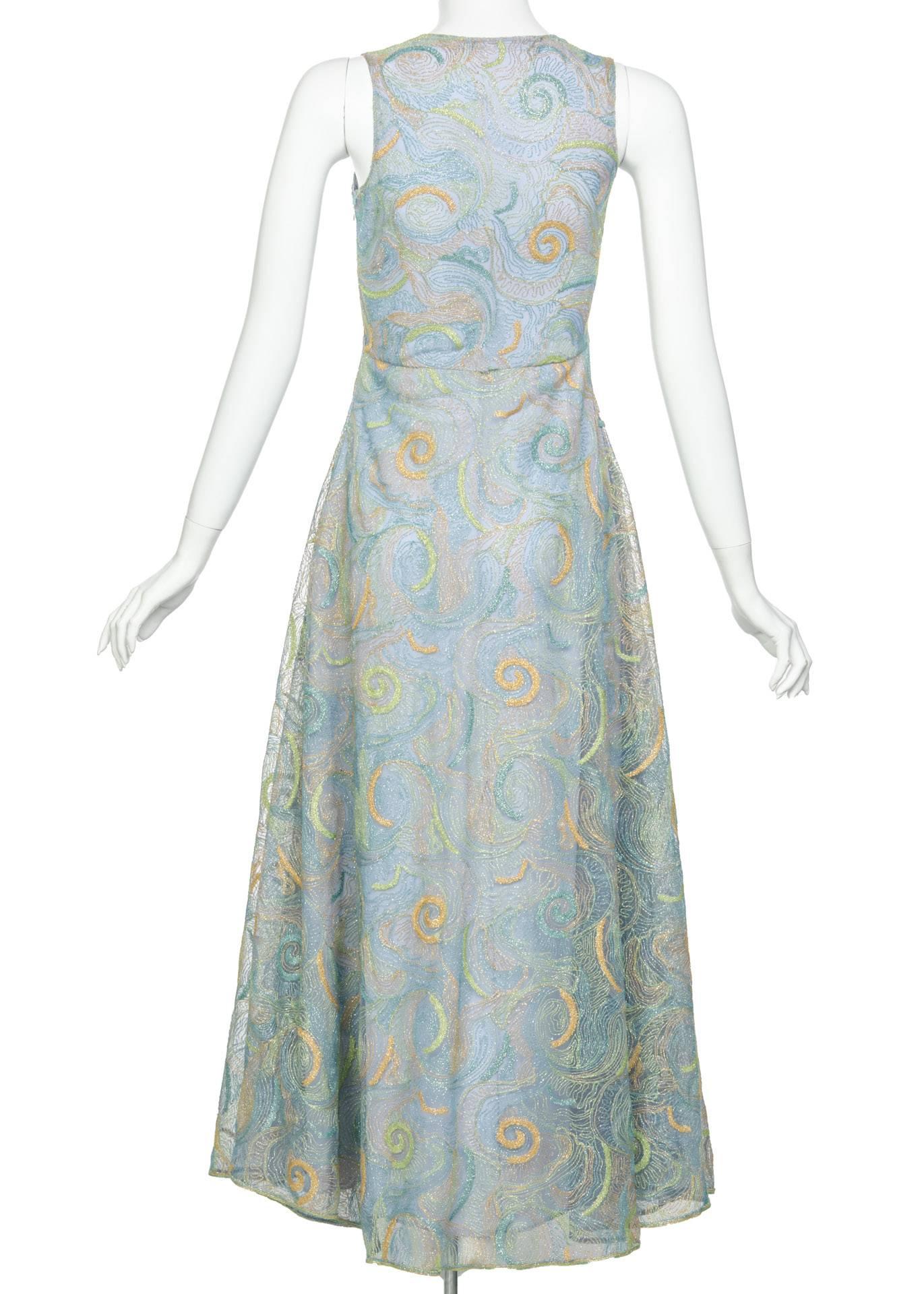 Gray 2102 Rodarte Van Gogh Multicolored Metallic Embroidered Tulle Dress