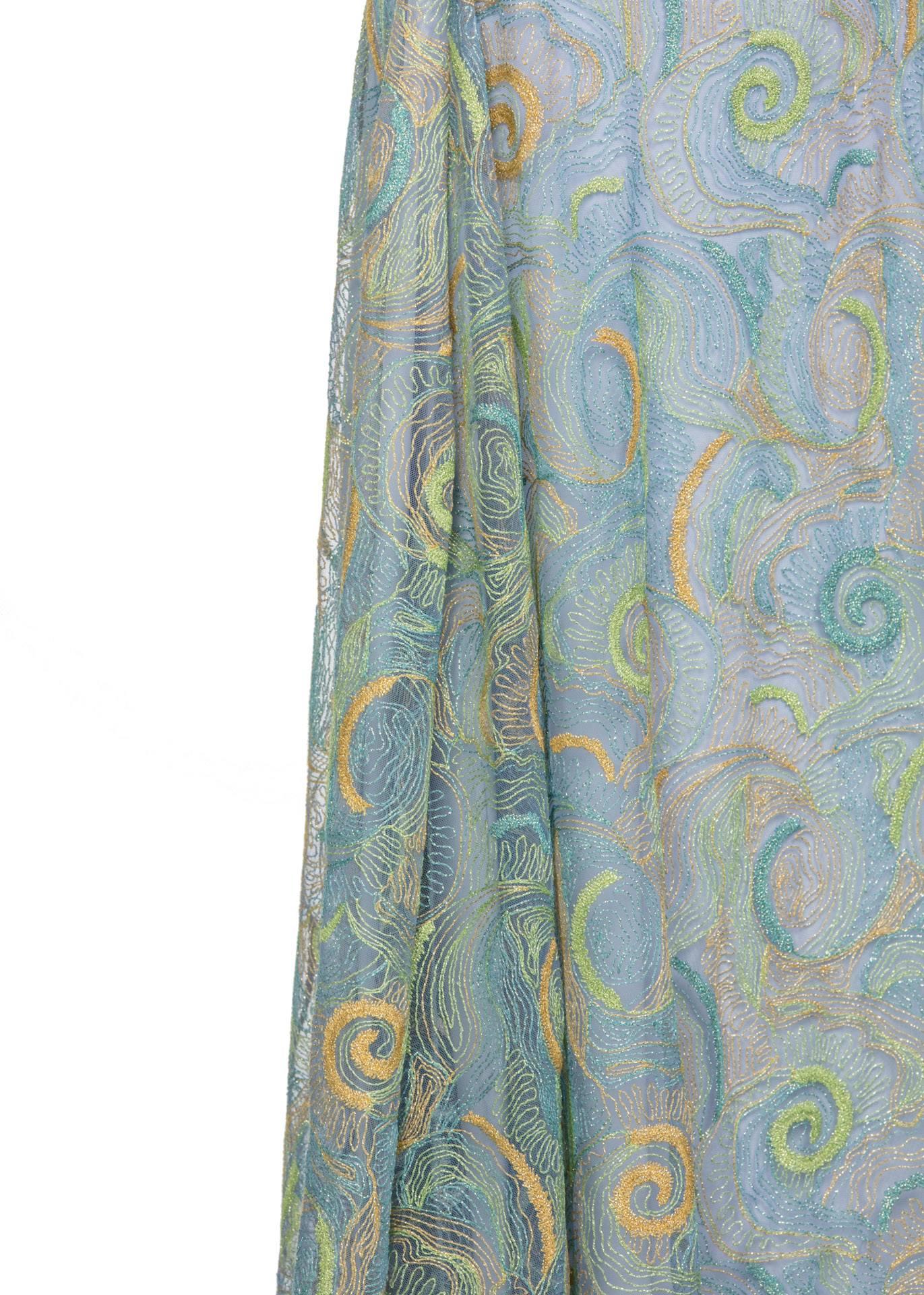 Women's 2102 Rodarte Van Gogh Multicolored Metallic Embroidered Tulle Dress