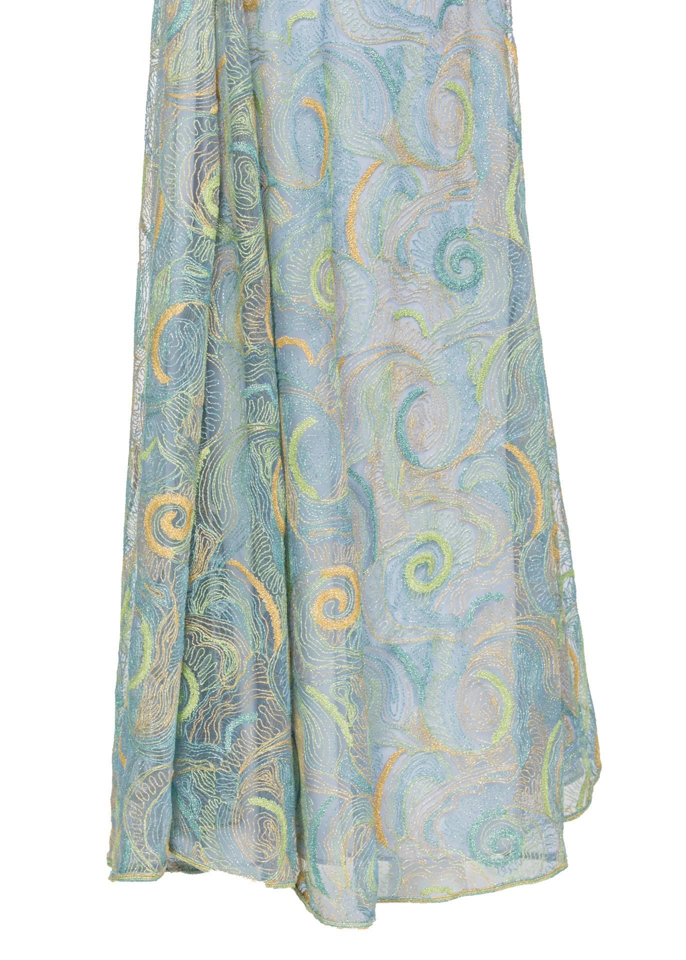 2102 Rodarte Van Gogh Multicolored Metallic Embroidered Tulle Dress 1