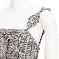 RODARTE Vintage grey Trompe loeil Herringbone silk pleated mini dress US4 S
