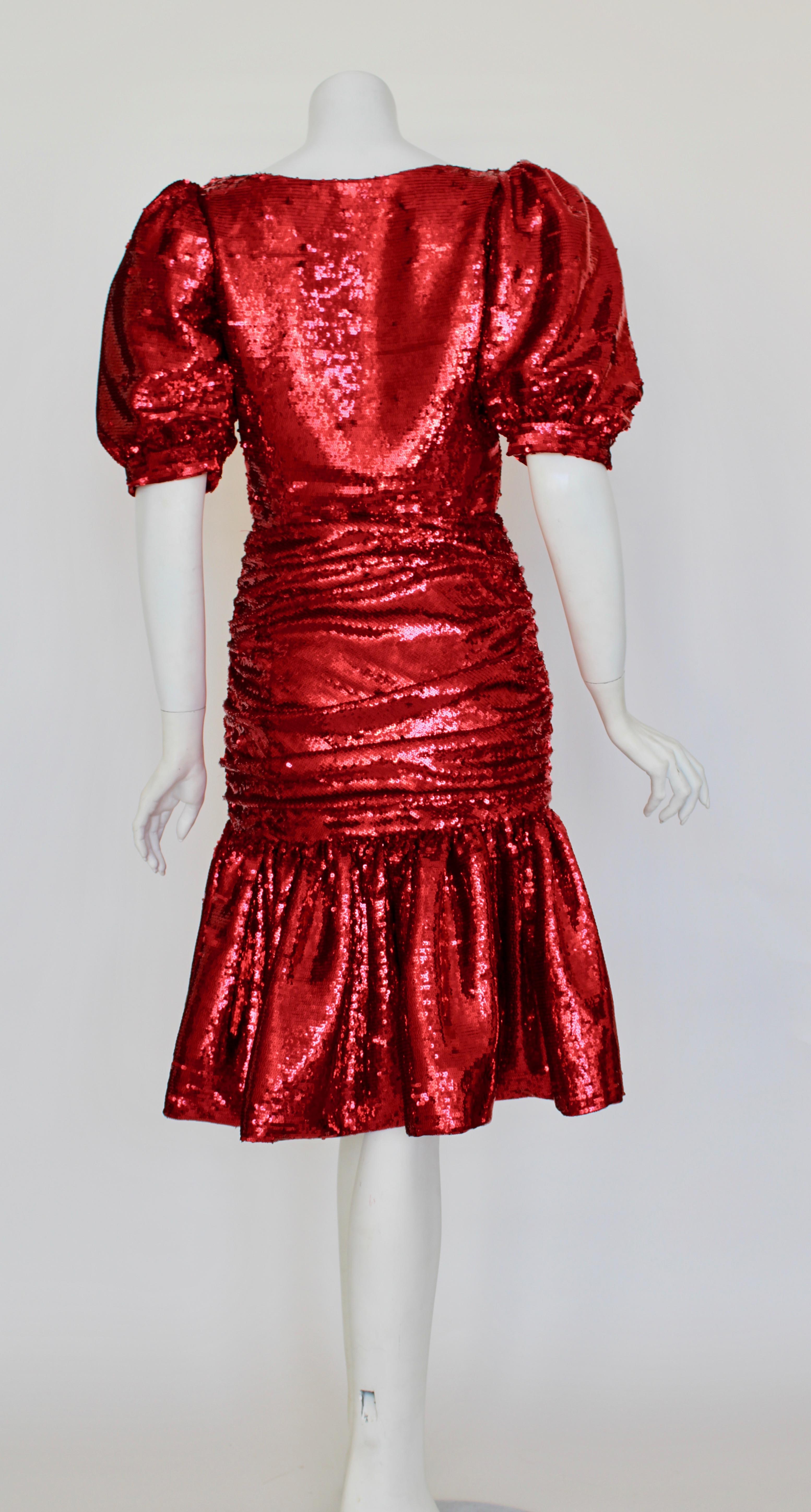 Rodarte Wrap-Effect Ruched Sequined Dress In New Condition For Sale In New York, NY