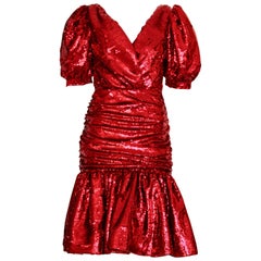 Rodarte Wrap-Effect Ruched Sequined Dress