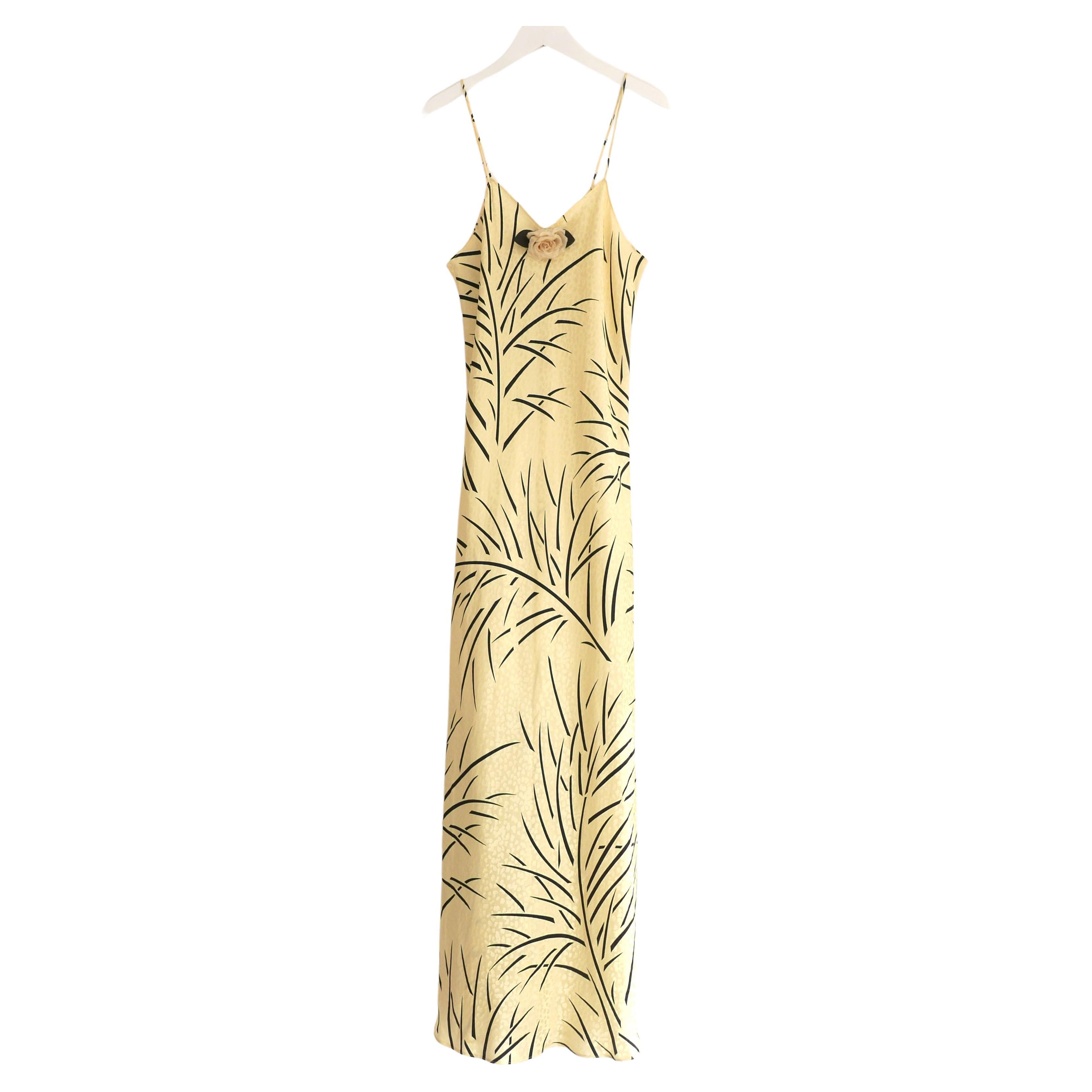 Rodarte yellow silk corsage embellished slip dress For Sale