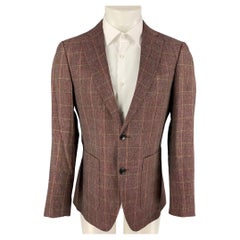 RODD 
GUNN Size S Burgundy Olive Plaid Viscose Linen Sport Coat