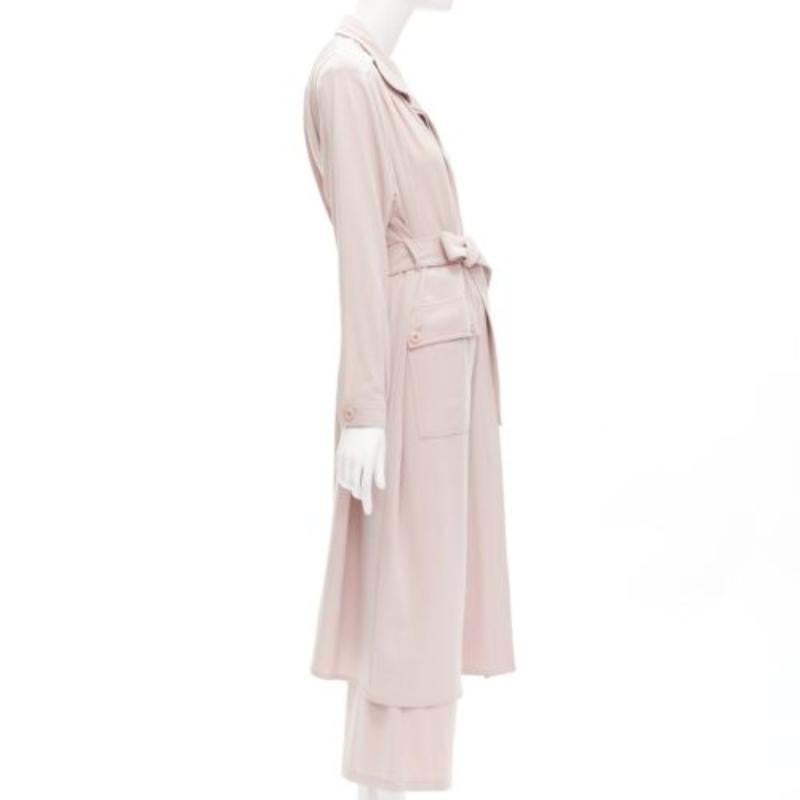 Women's RODEBJER Odessa dusty pink belted long line robe jacket wide pants set XS
