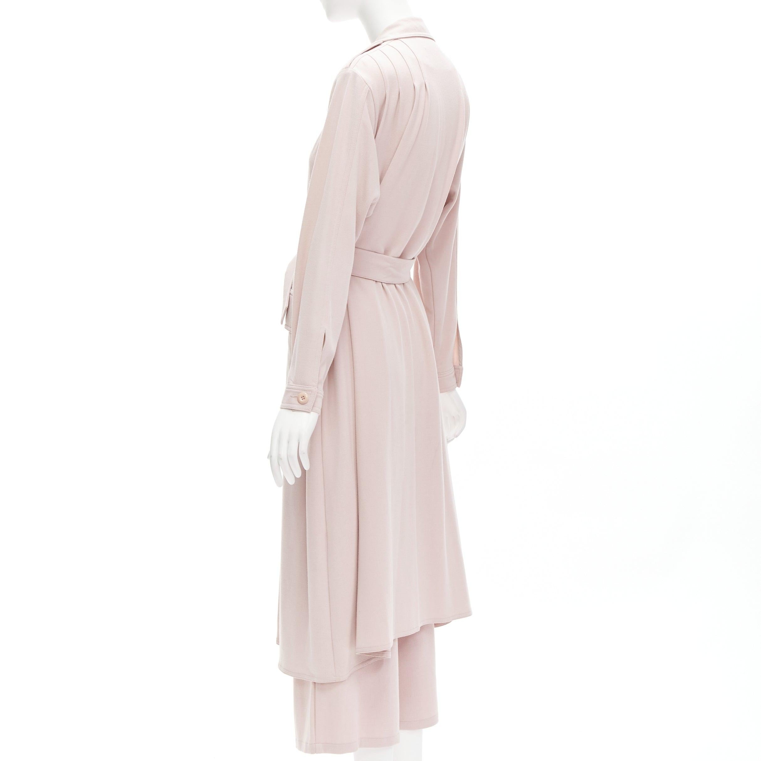 RODEBJER Odessa dusty pink belted long line robe jacket wide pants set XS For Sale 1