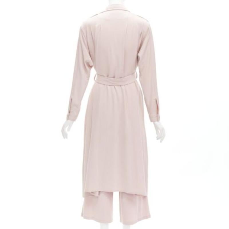 RODEBJER Odessa dusty pink belted long line robe jacket wide pants set XS 1