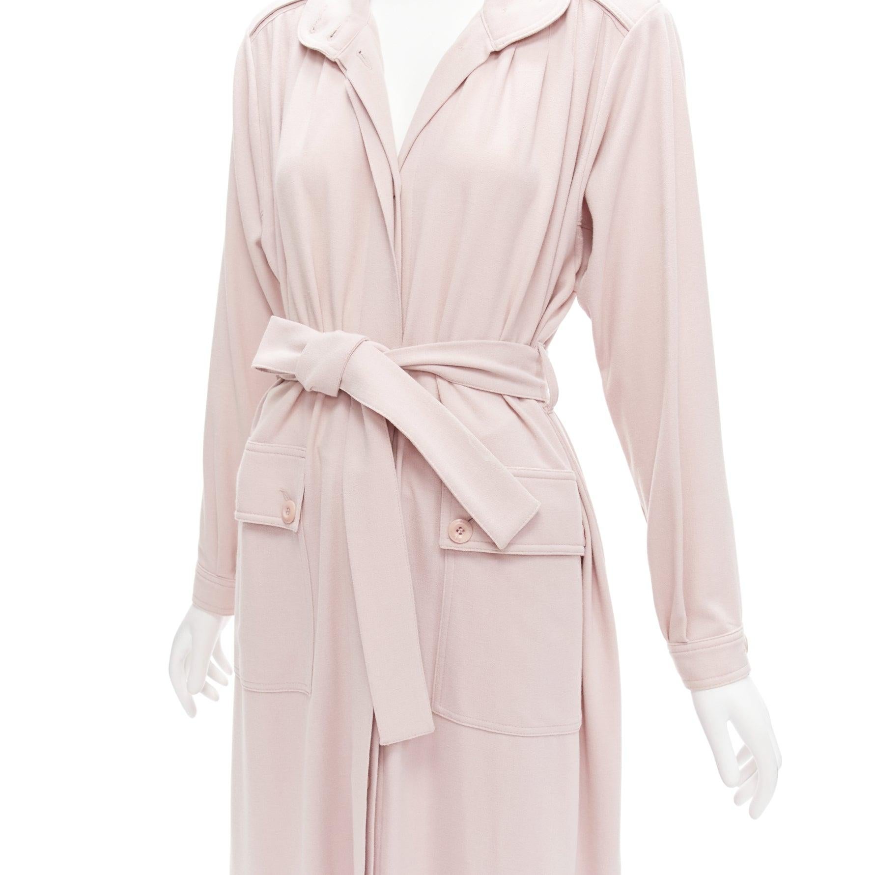RODEBJER Odessa dusty pink belted long line robe jacket wide pants set XS For Sale 2