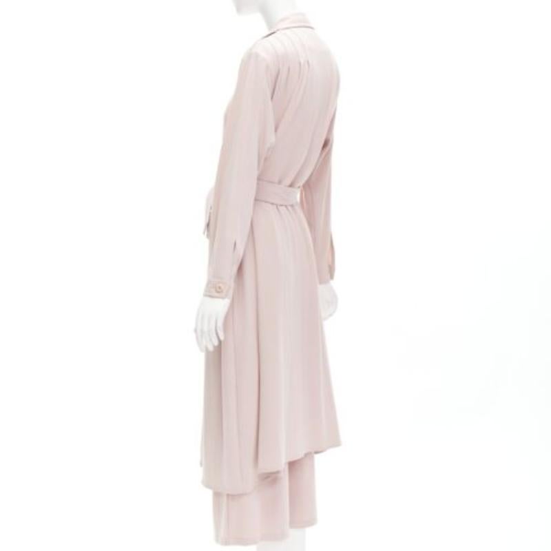 RODEBJER Odessa dusty pink belted long line robe jacket wide pants set XS 2