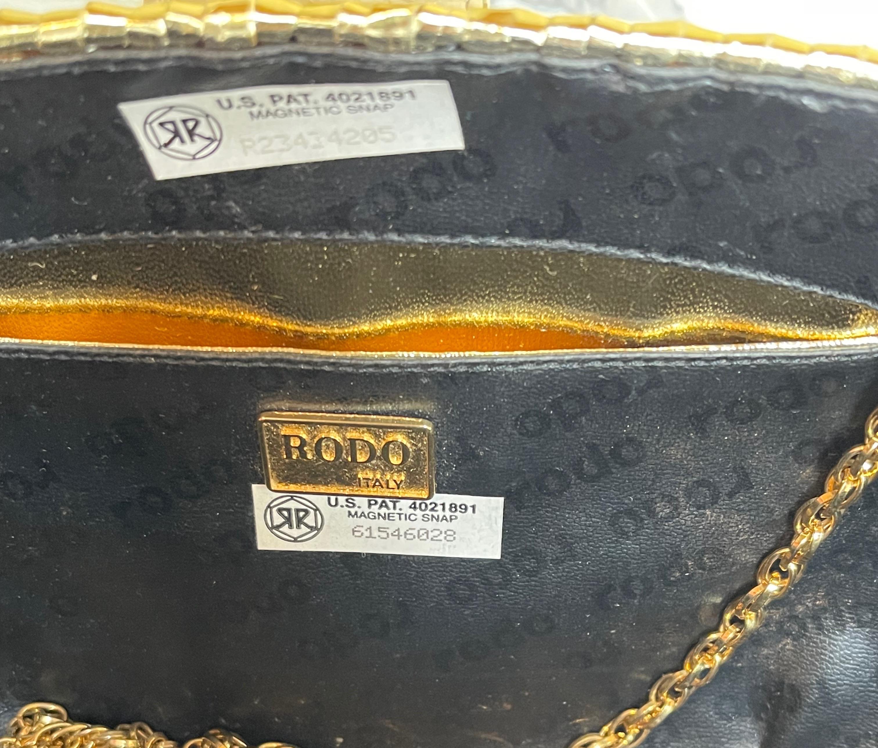 Women's RODO 1980s Gold Wicker Coated Straw Vintage 80s Handbag Crossbody Clutch Bag For Sale