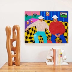 'Rodeo Bums' Portrait Painting by Alan Fears, Cowboys