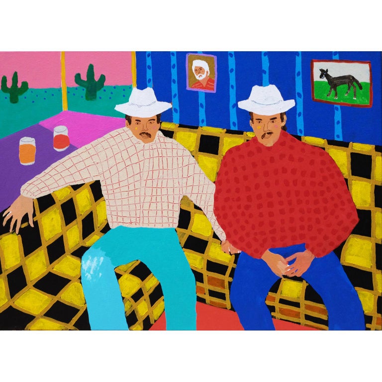 Modern 'Rodeo Bums' Portrait Painting by Alan Fears, Cowboys For Sale