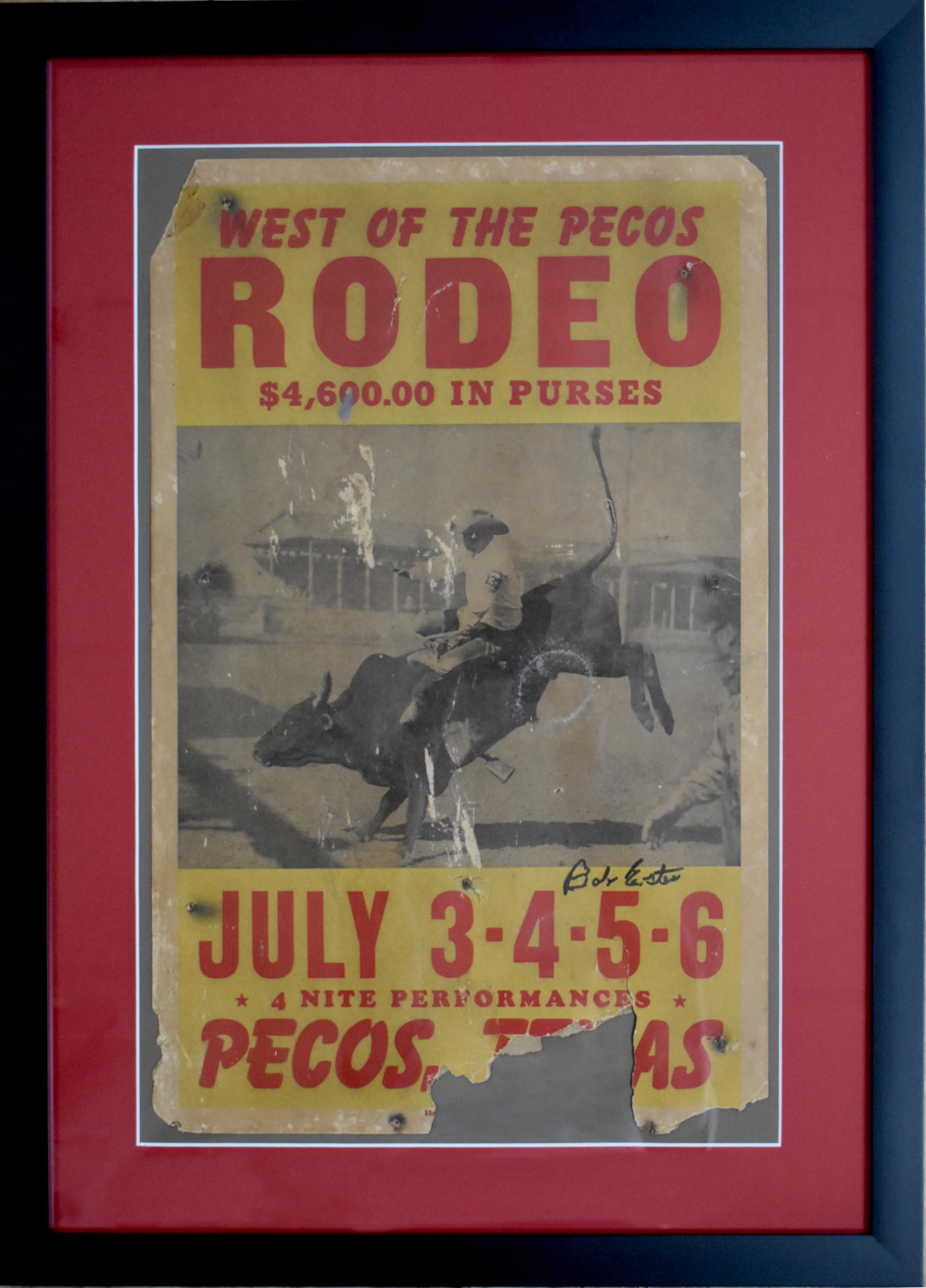 RODEO POSTER Print - "WEST OF THE PECOS RODEO" AUTOGRAPHED LATER BY BOB ESTES