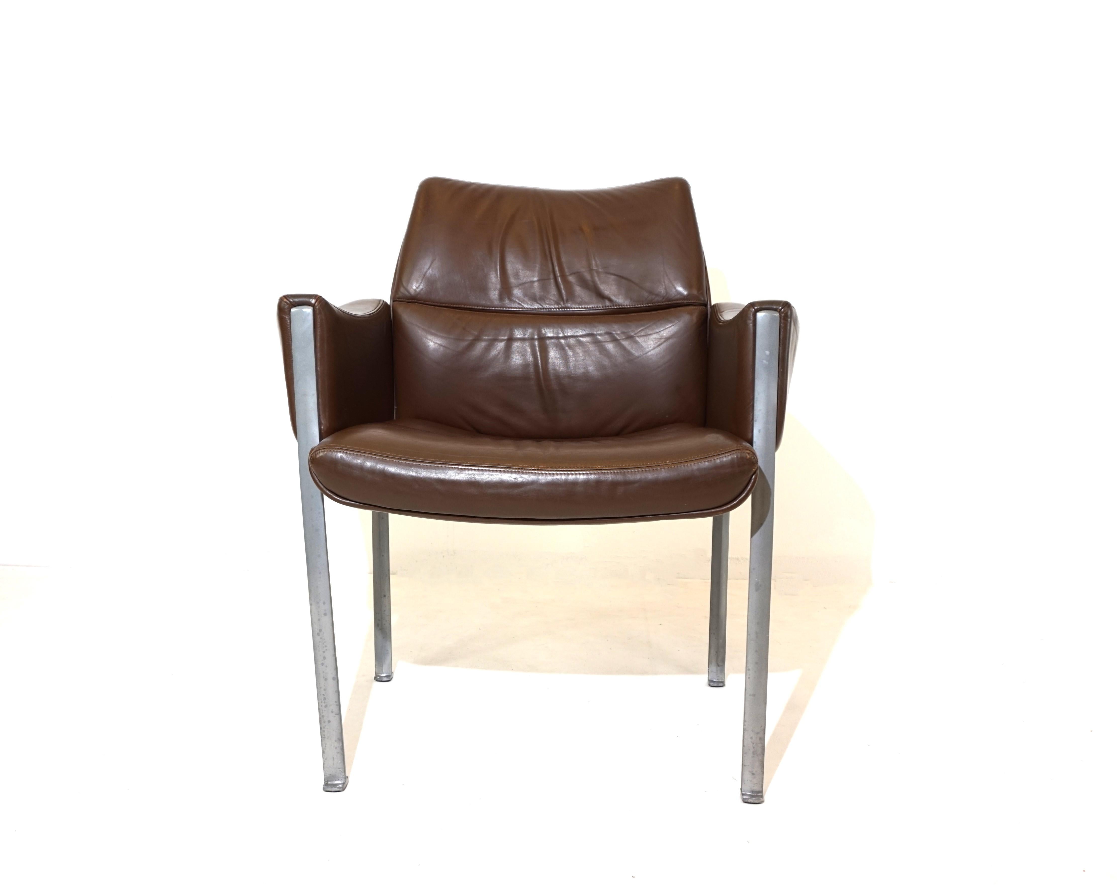 Röder Söhne Set of 3 leather office/dining room chairs by Miller Borgsen 5