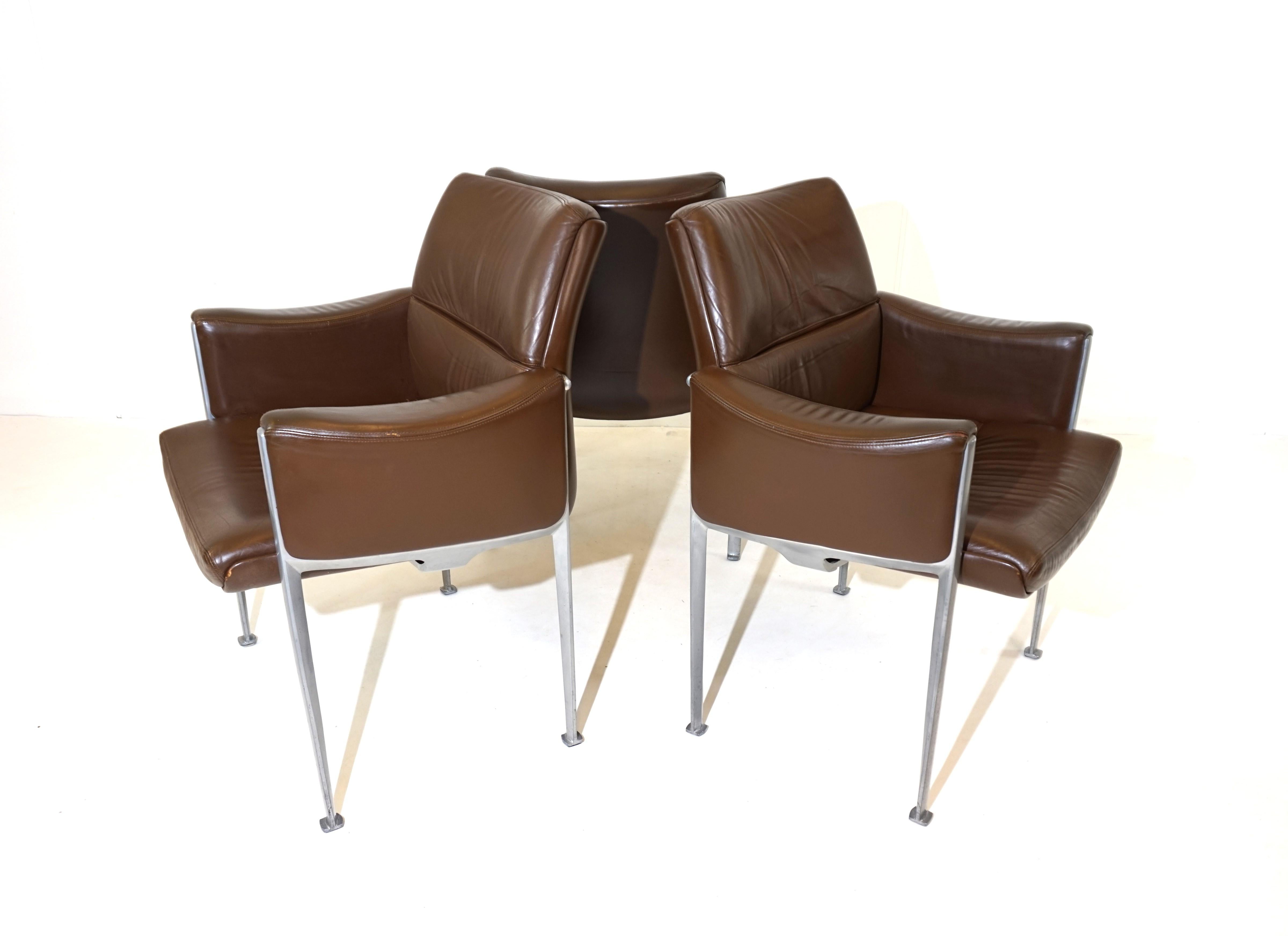 Röder Söhne Set of 3 leather office/dining room chairs by Miller Borgsen 7