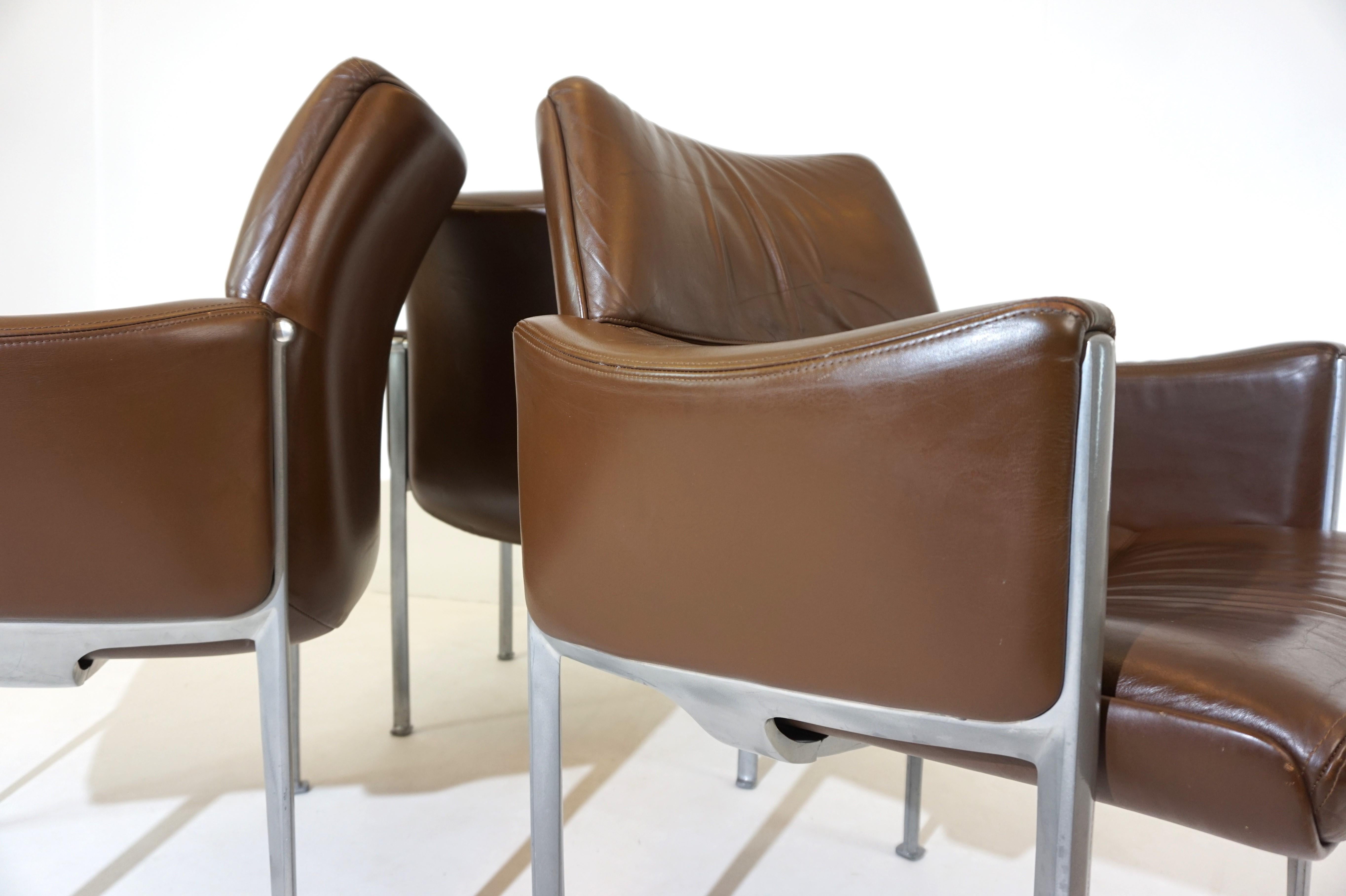 Mid-20th Century Röder Söhne Set of 3 leather office/dining room chairs by Miller Borgsen