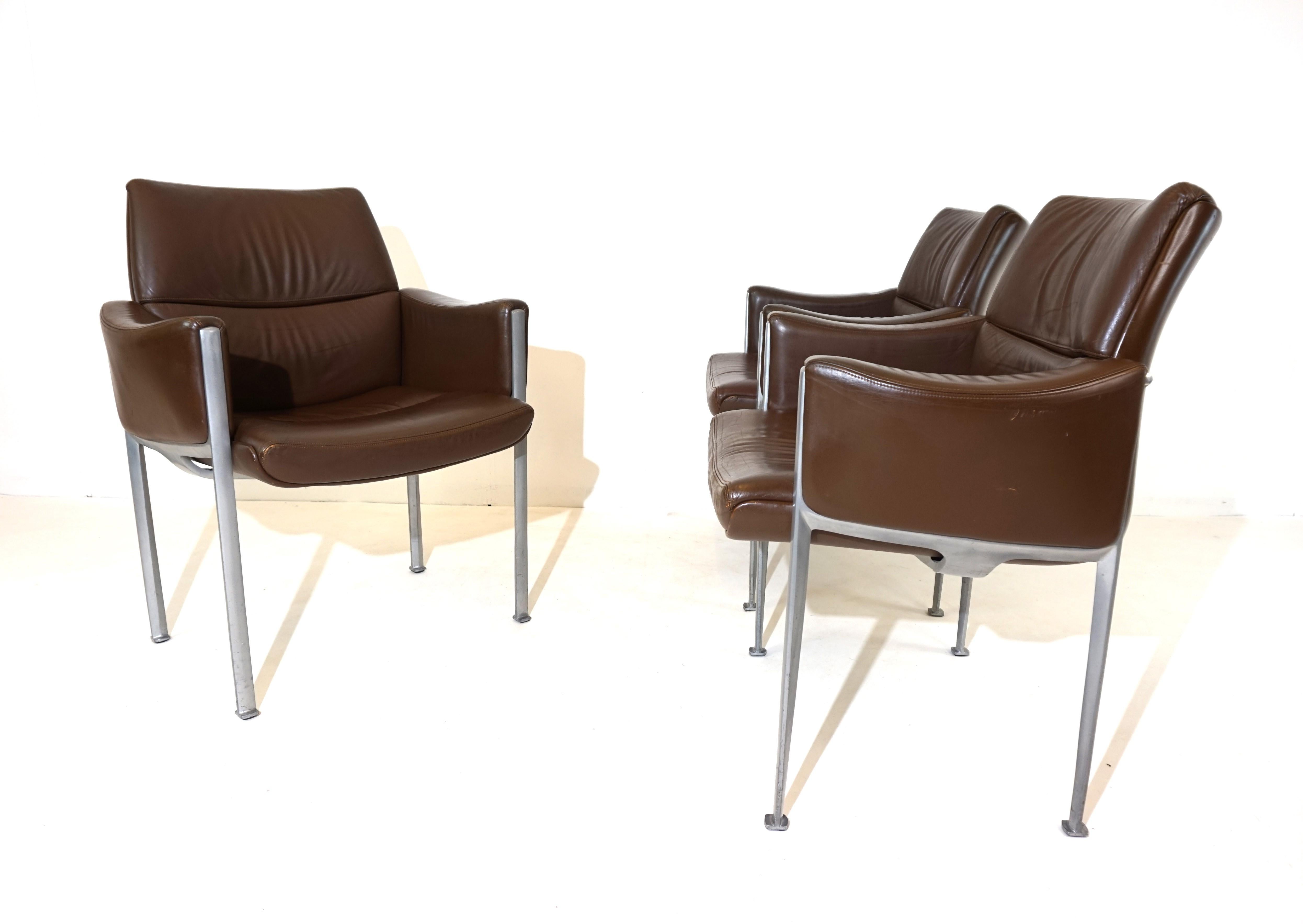 Röder Söhne Set of 3 leather office/dining room chairs by Miller Borgsen 2