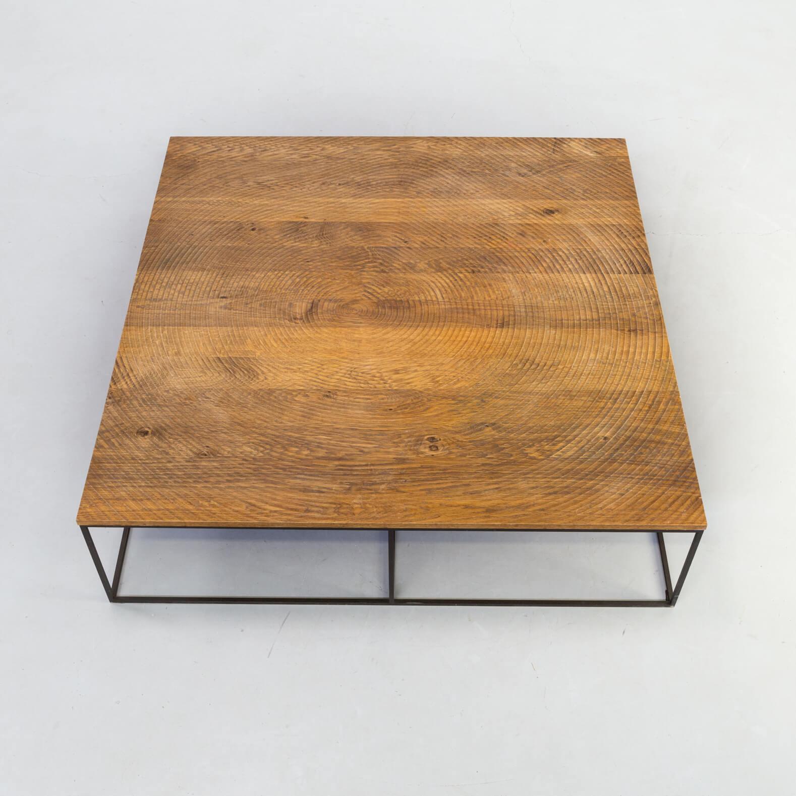 Mid-Century Modern Roderick VOS ‘Log’ Oak Metal Coffee Table for Linteloo For Sale