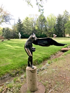 Long Gone, by Rodger Jacobsen, female, nude, bronze, sculpture, stone base