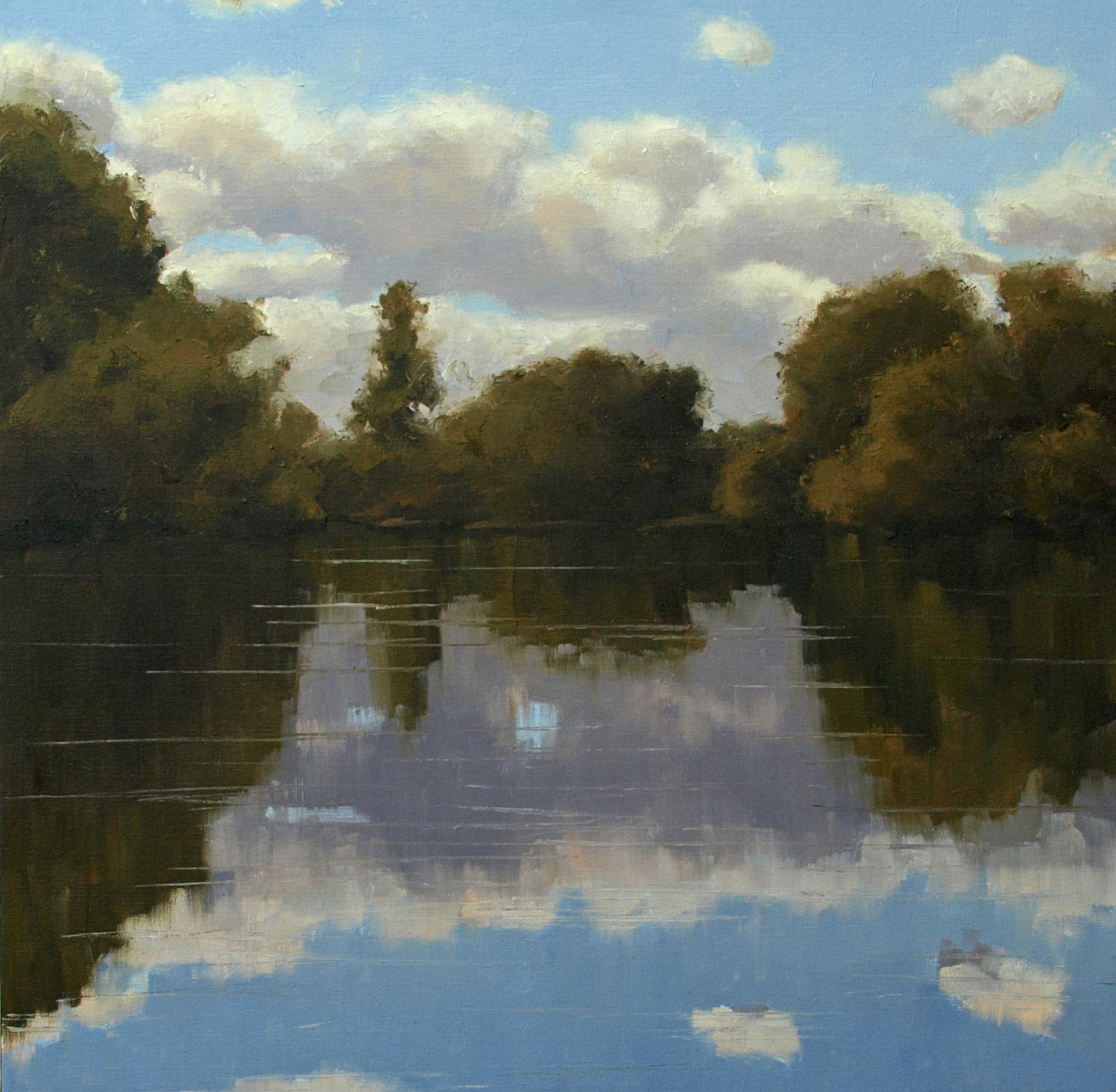 Rodgers Naylor Landscape Painting - View from a Canoe, Oil Painting