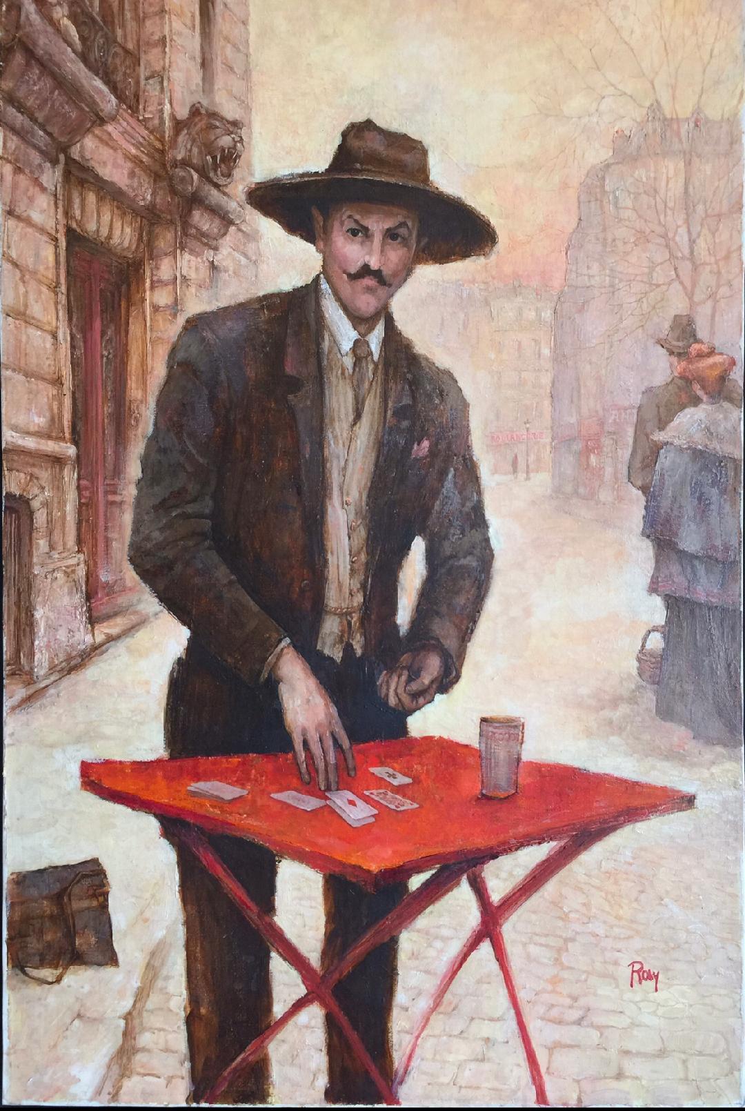 The cards player - Painting by Rodica Iliesco