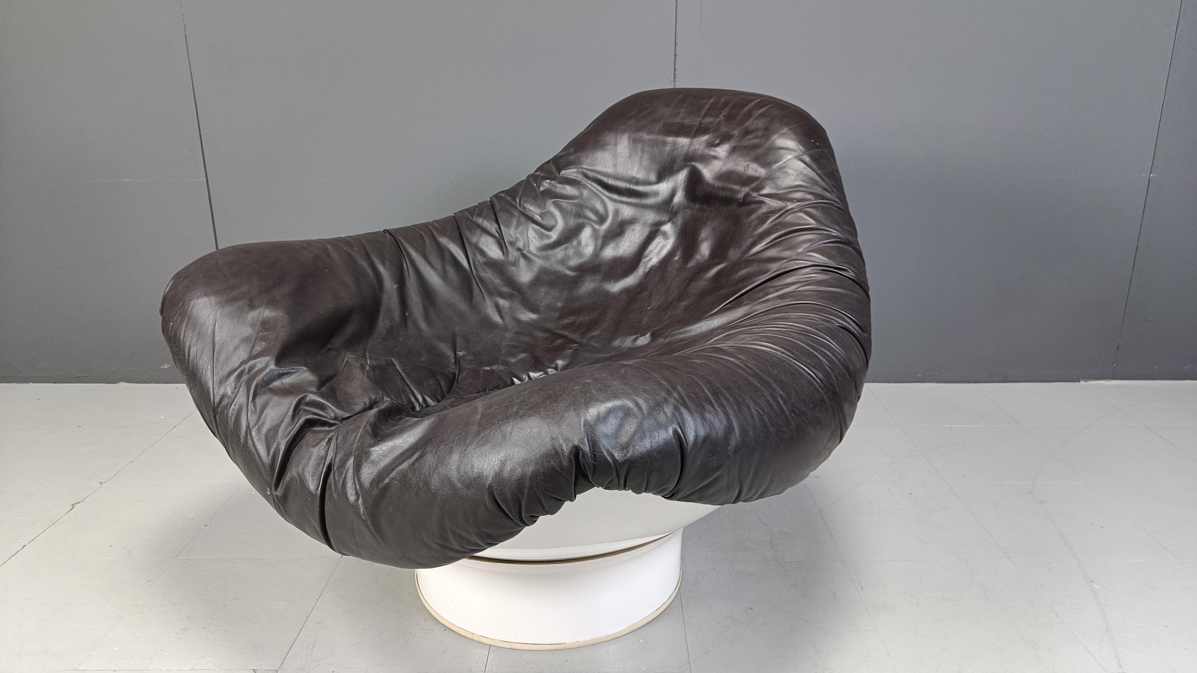 Leather Rodica Lounge Chair by Mario Brunu for Comfort Italy, 1968