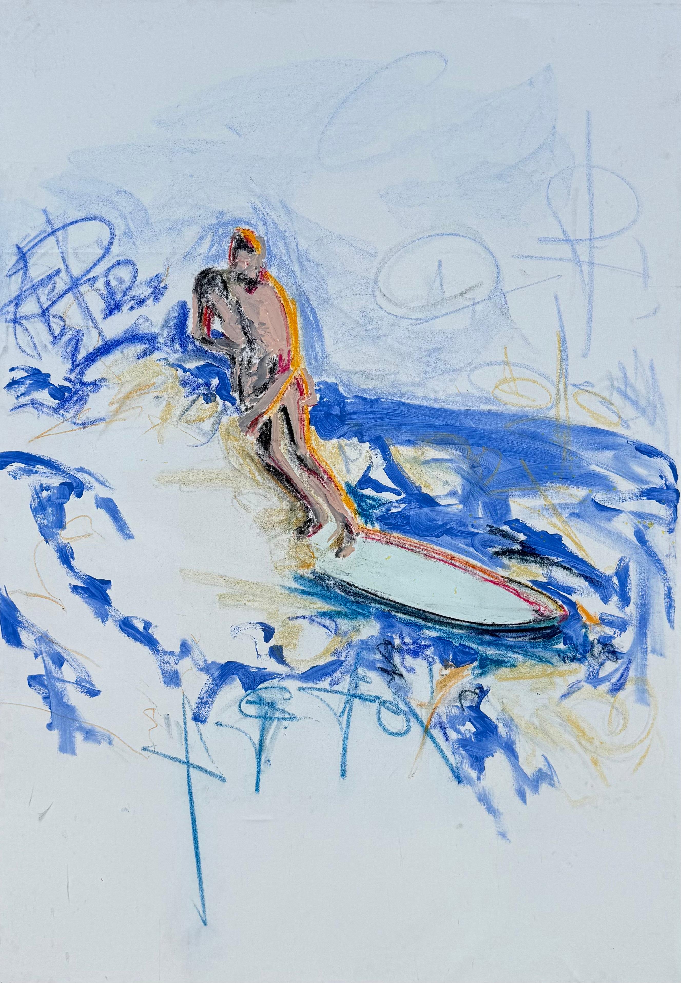 Atmen in Blau, Originalgemälde – Mixed Media Art von Rodion  Gilmitdinov 